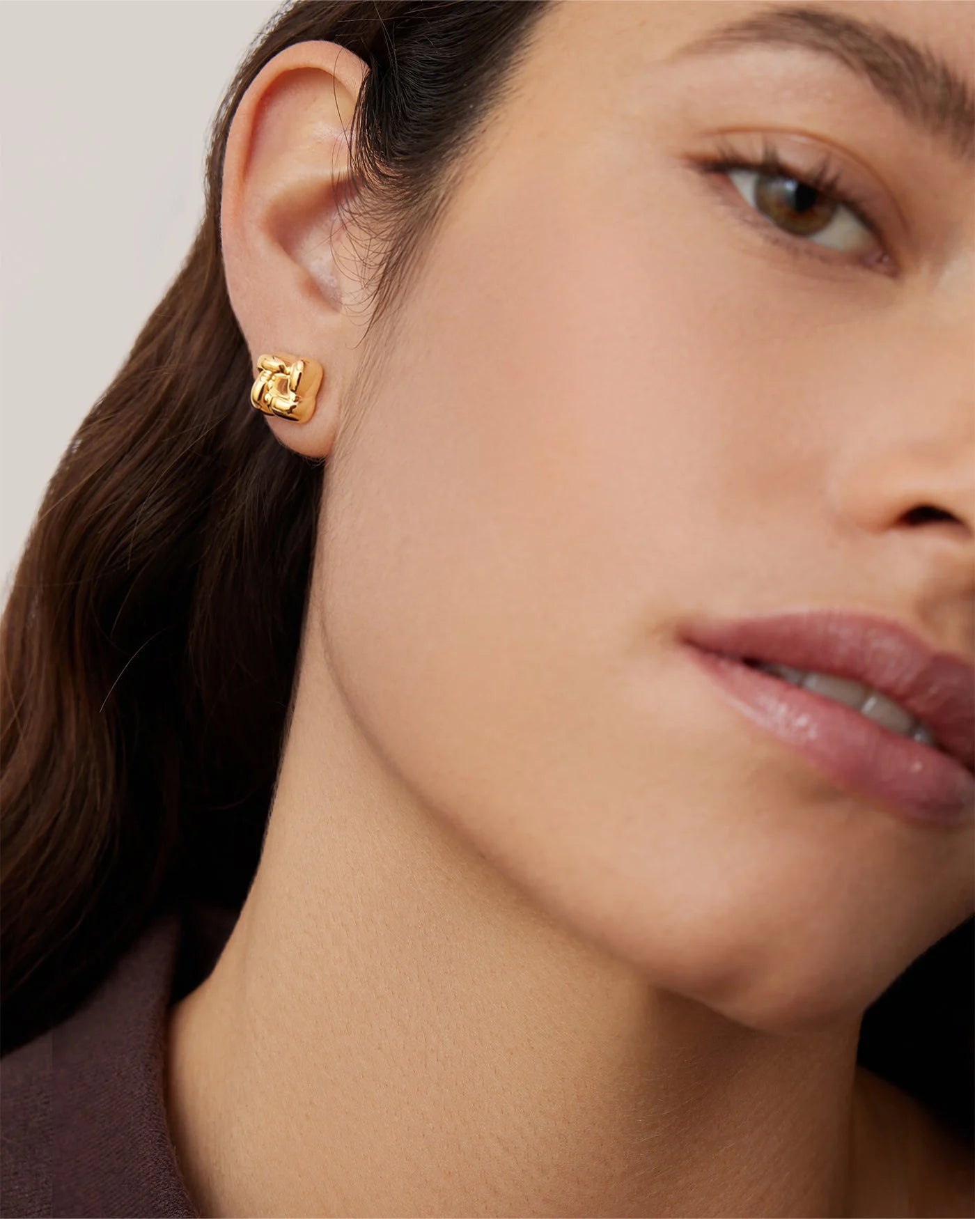 Jenny Bird Mini Woven Square Earrings - Gold