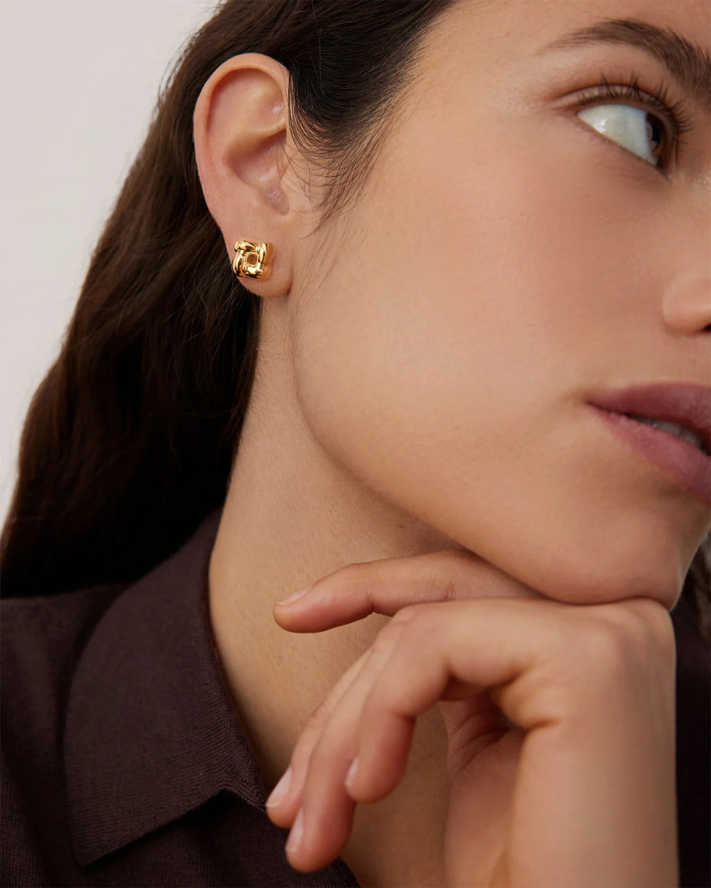 Jenny Bird Mini Woven Square Earrings - Gold