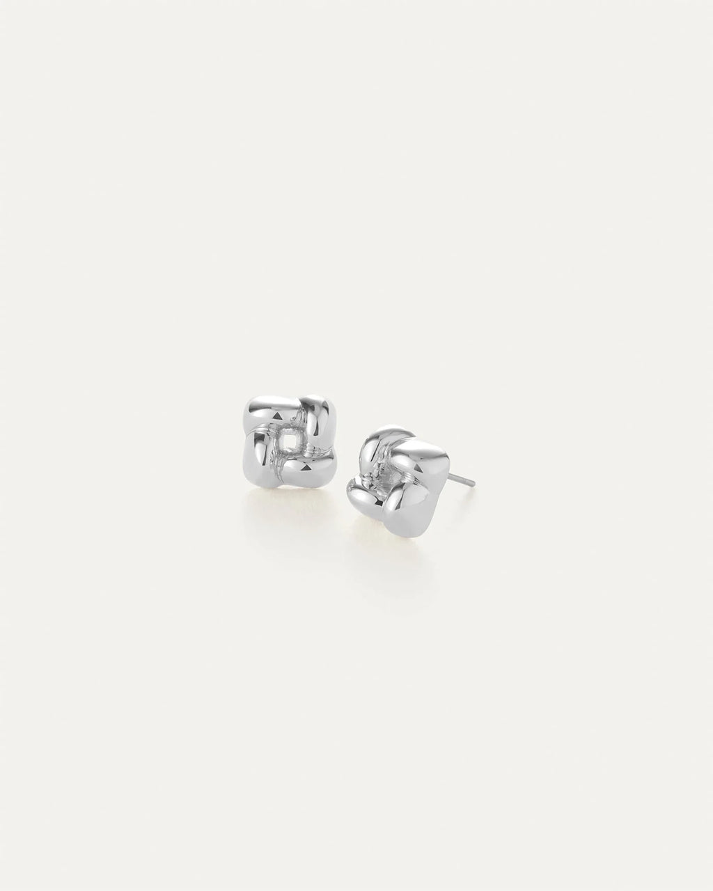 Jenny Bird Mini Woven Square Earrings - Silver