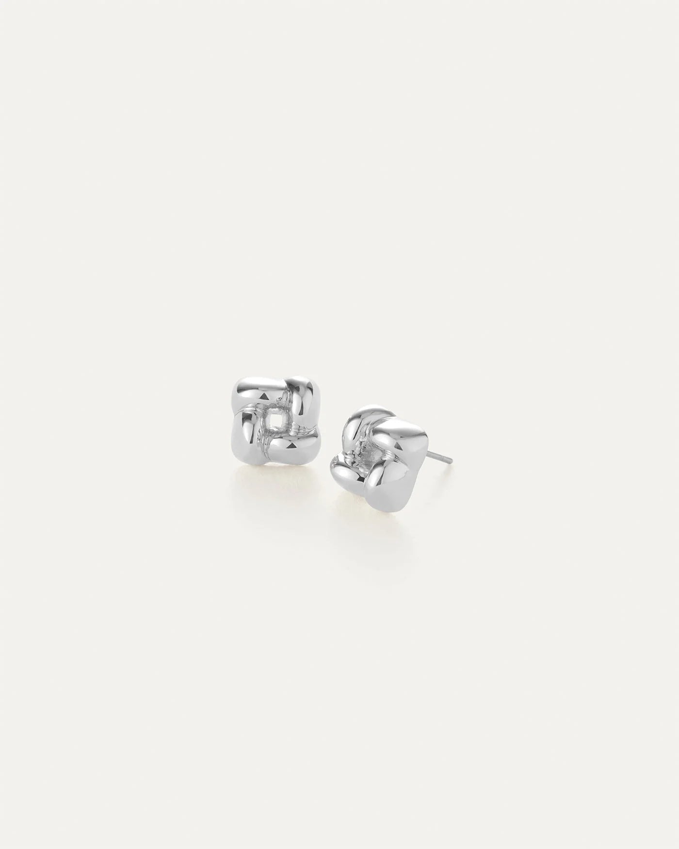 Jenny Bird Mini Woven Square Earrings - Silver