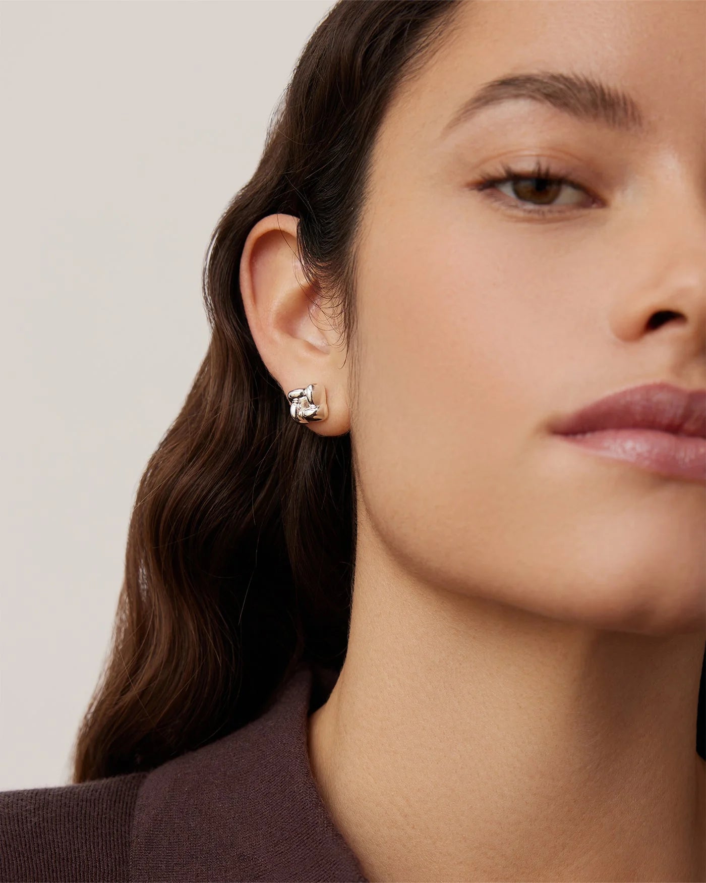 Jenny Bird Mini Woven Square Earrings - Silver