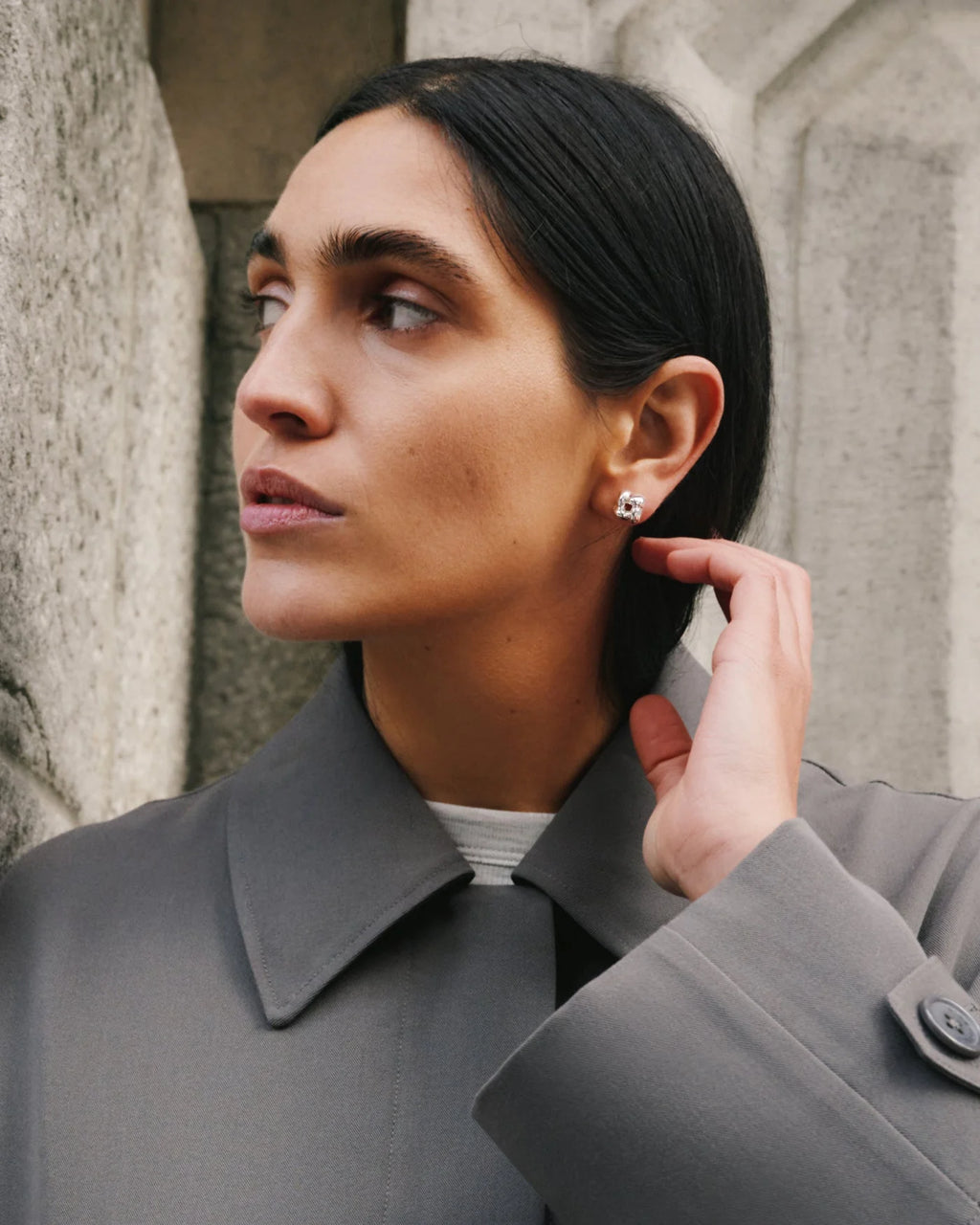 Jenny Bird Mini Woven Square Earrings - Silver