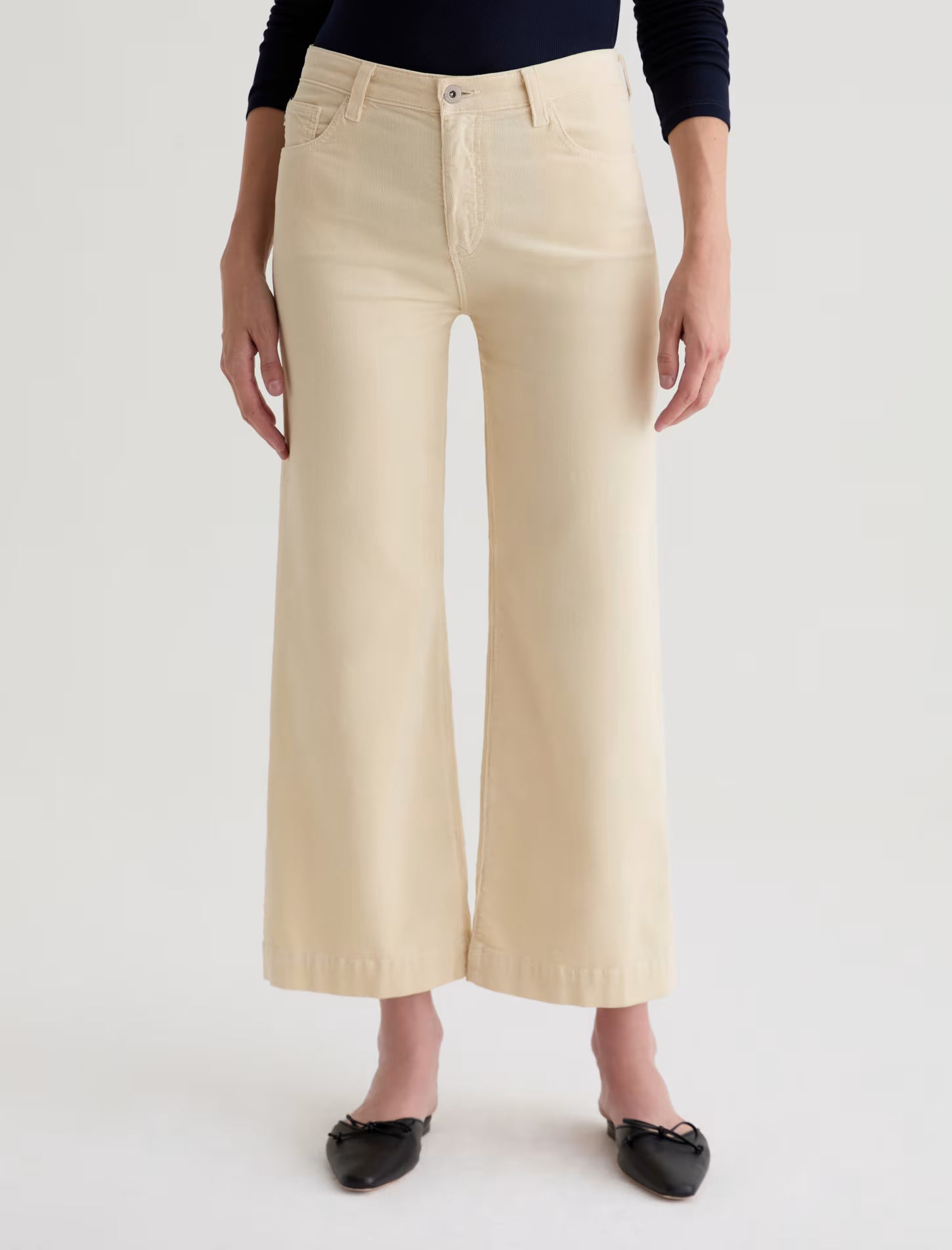 Saige Wide Leg Crop Corduroy Mid-Rise Fit - Opal Stone