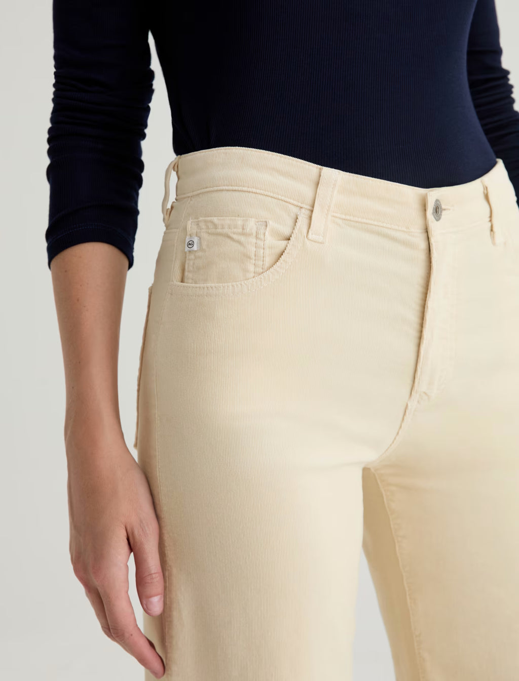 Saige Wide Leg Crop Corduroy Mid-Rise Fit - Opal Stone