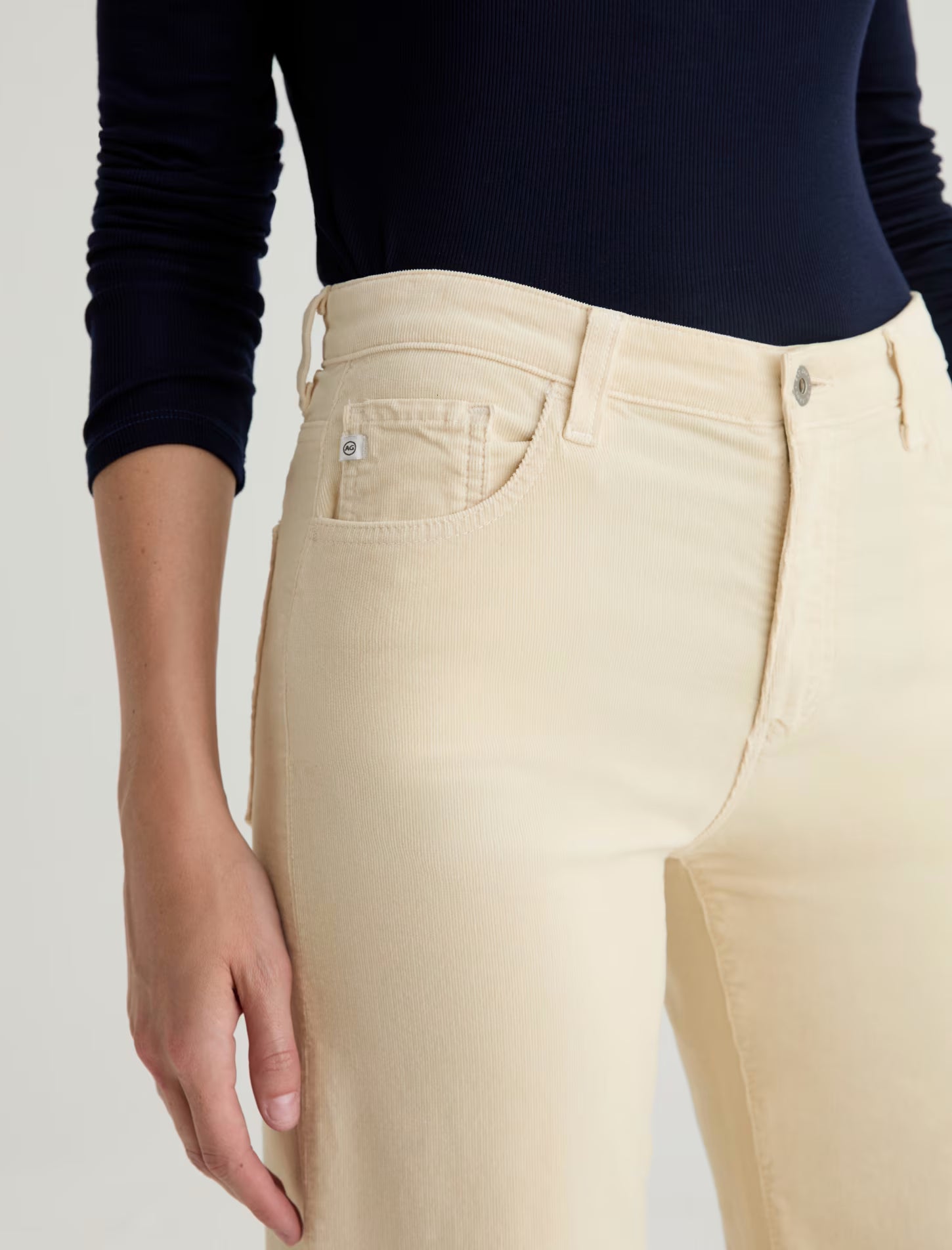 Saige Wide Leg Crop Corduroy Mid-Rise Fit - Opal Stone