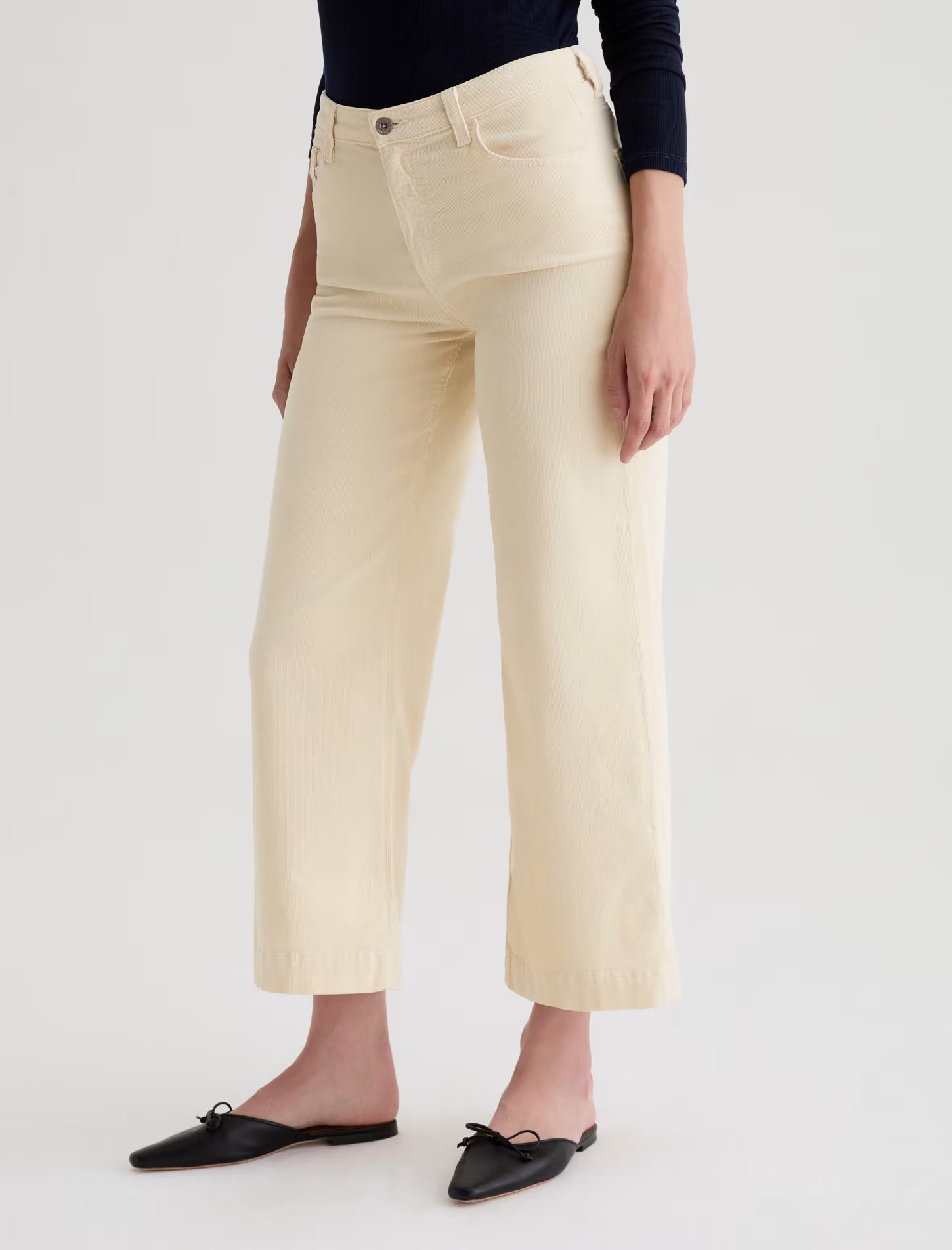 Saige Wide Leg Crop Corduroy Mid-Rise Fit - Opal Stone