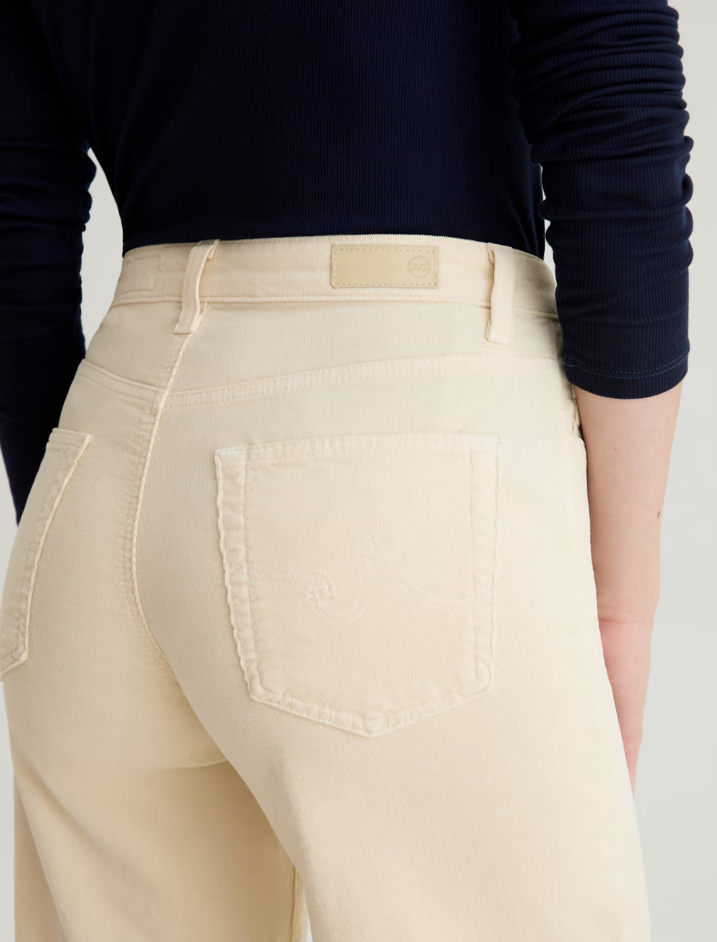 Saige Wide Leg Crop Corduroy Mid-Rise Fit - Opal Stone