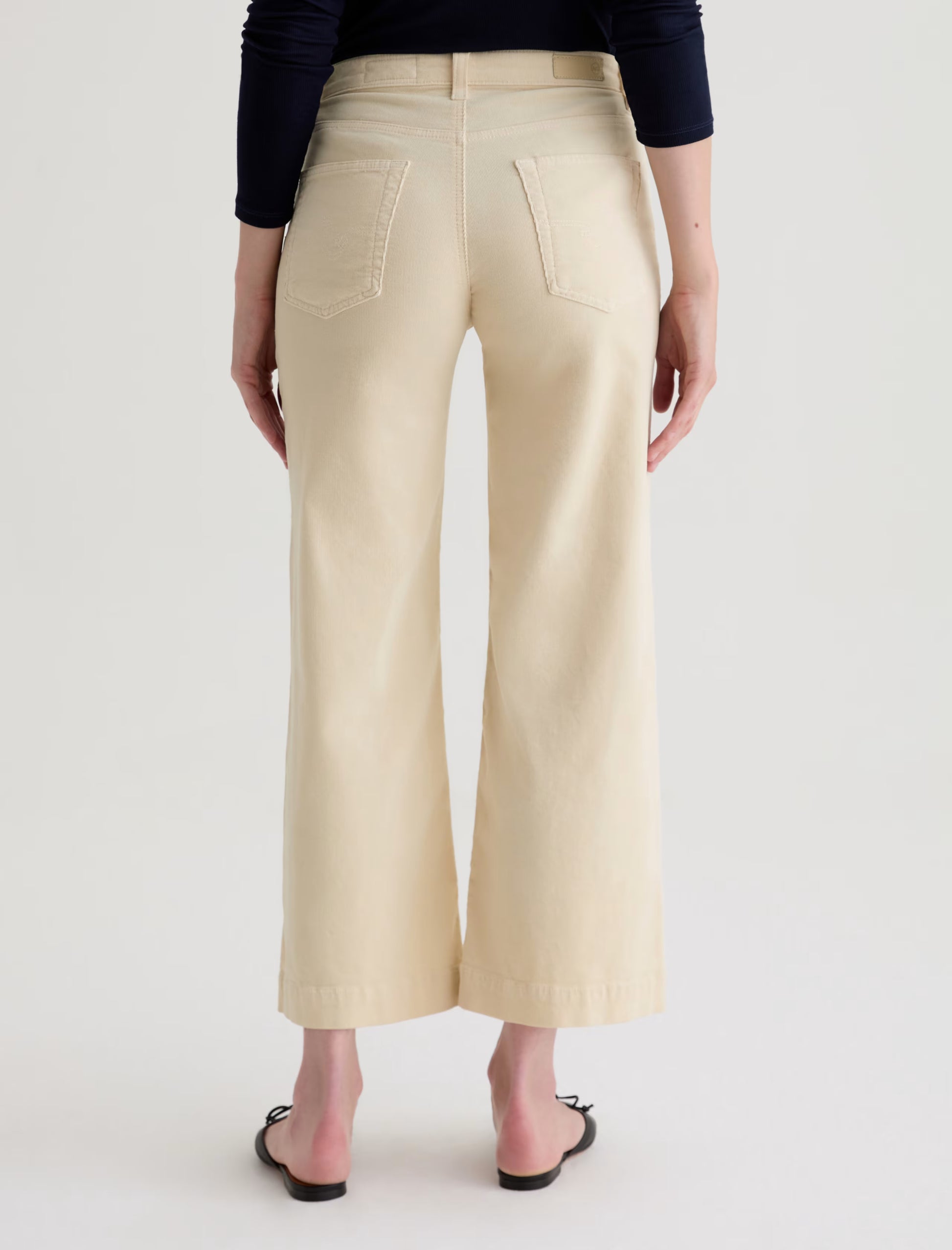 Saige Wide Leg Crop Corduroy Mid-Rise Fit - Opal Stone