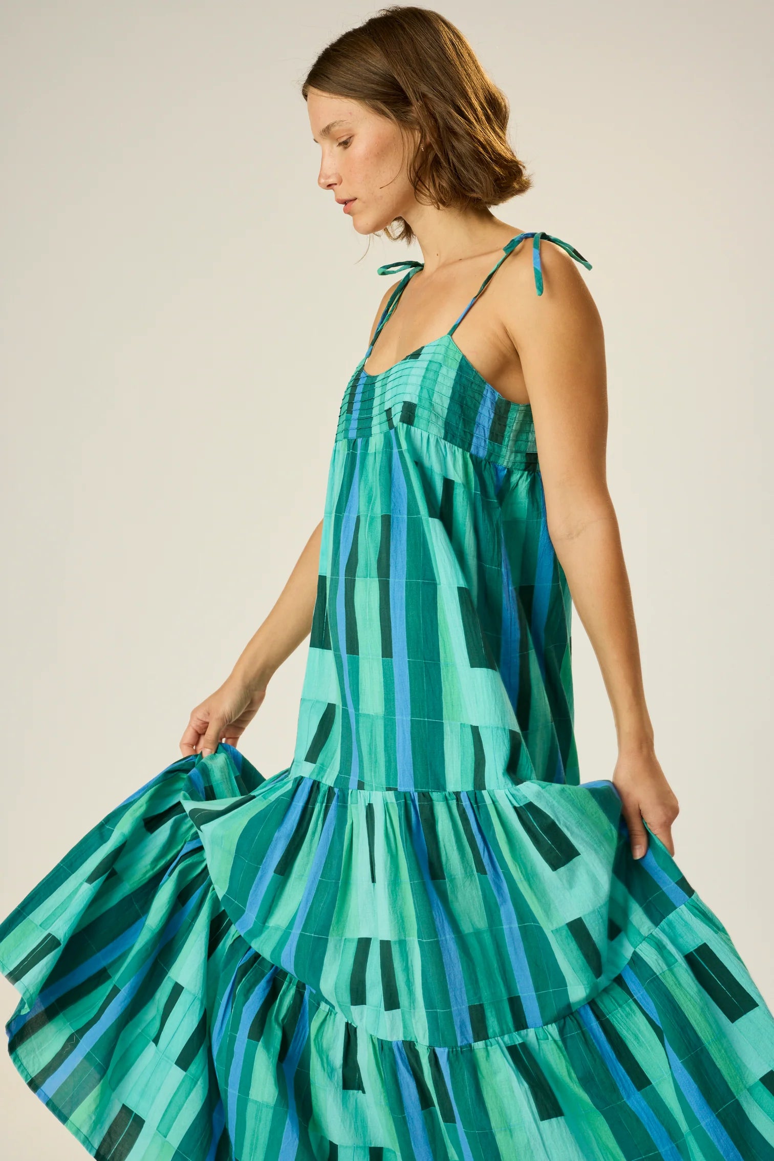 Natalie Martin Melanie Dress  - Sea Glass Cotton Green