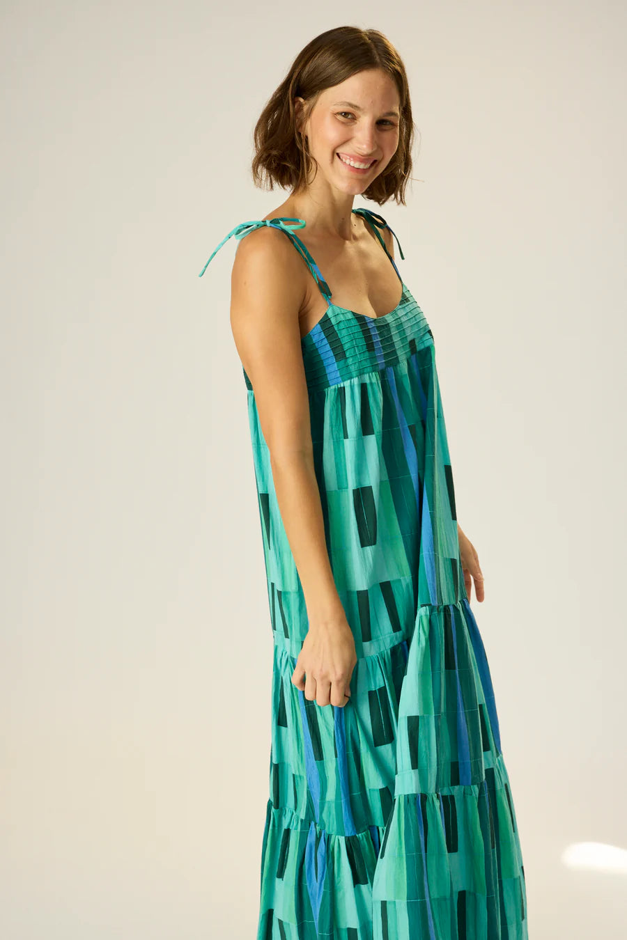 Natalie Martin Melanie Dress  - Sea Glass Cotton Green