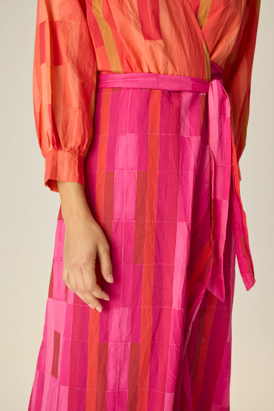 Natalie Martin Kate Long Sleeve Maxi  - Sea Glass Pink/Coral Combo