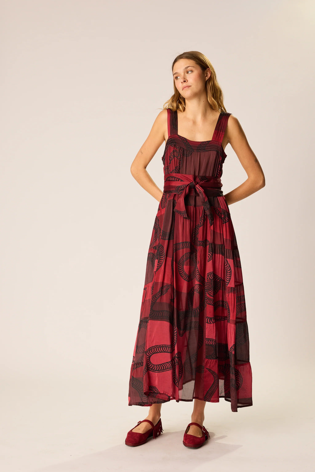 Natalie Martin Jasmine Dress - Ament Snake Oxblood