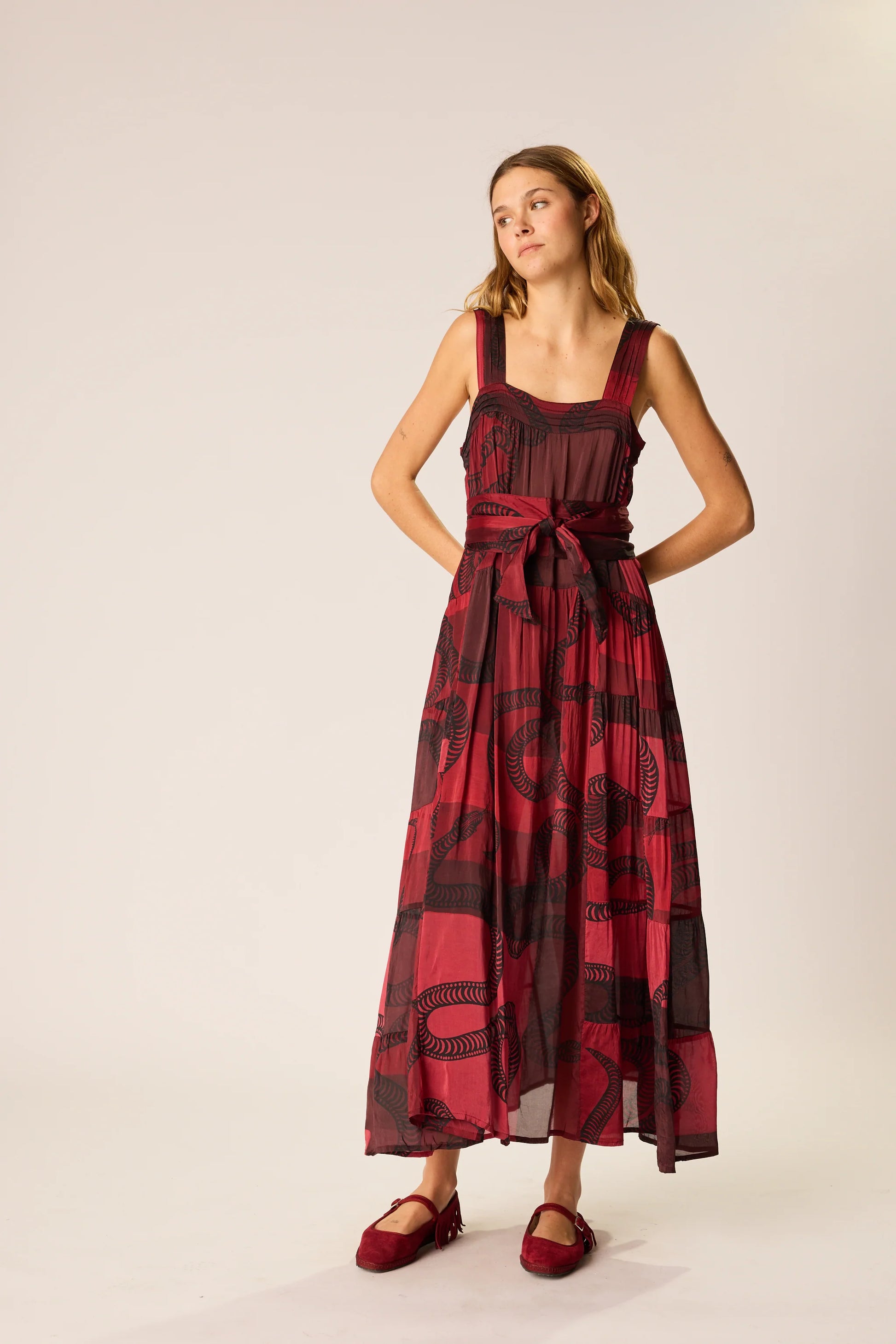 Natalie Martin Jasmine Dress - Ament Snake Oxblood