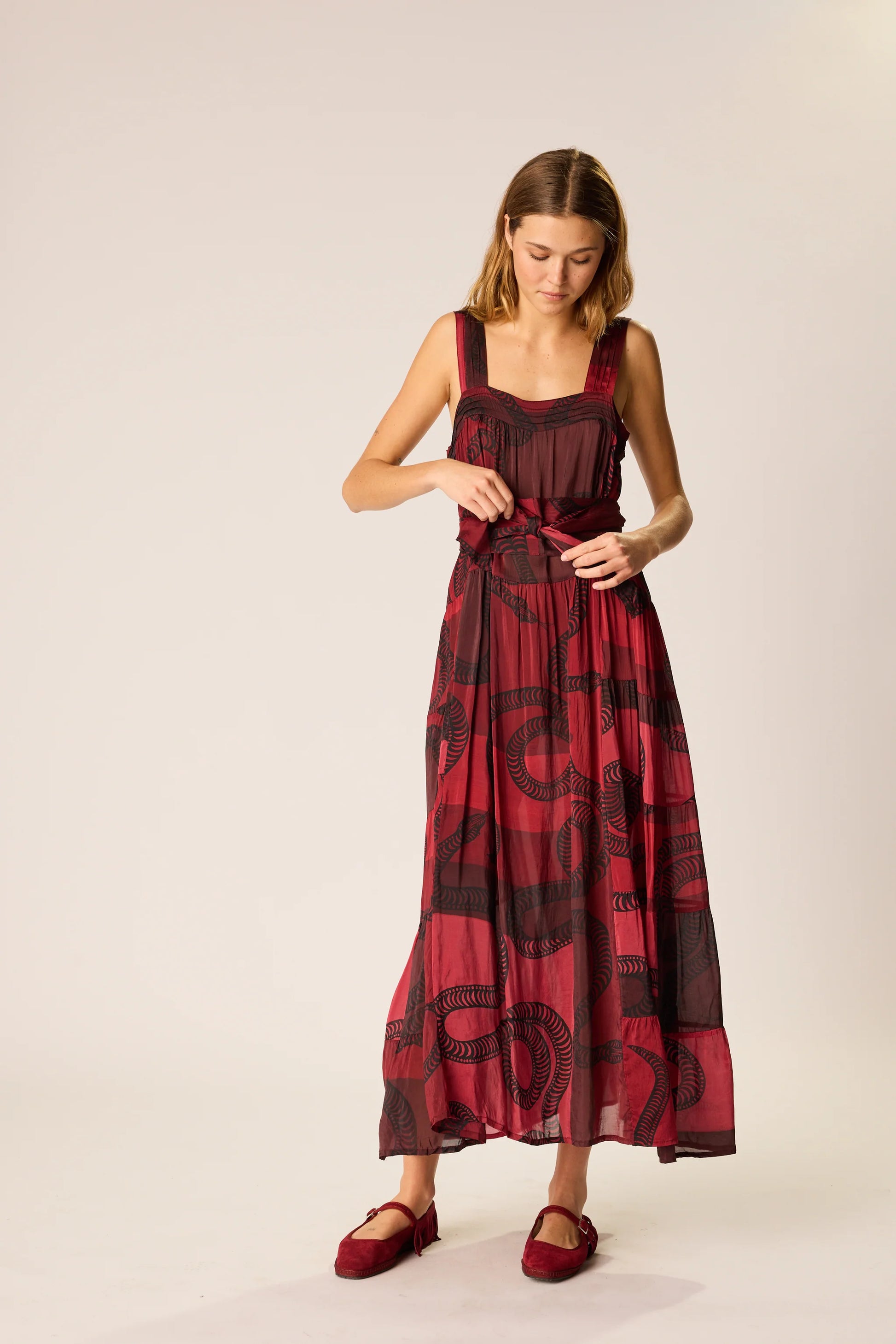 Natalie Martin Jasmine Dress - Ament Snake Oxblood