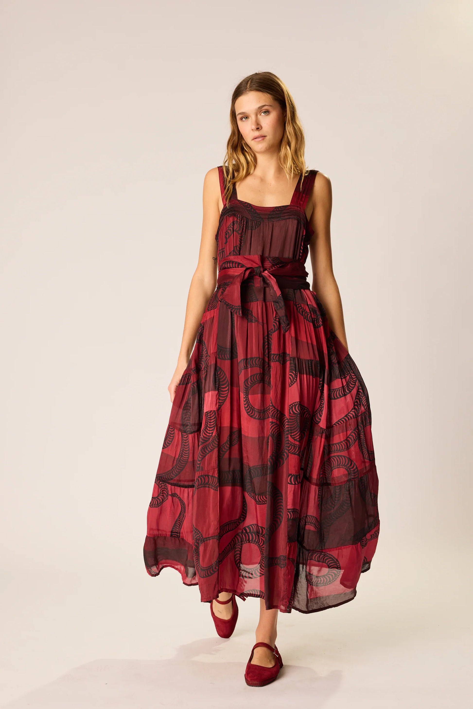 Natalie Martin Jasmine Dress - Ament Snake Oxblood