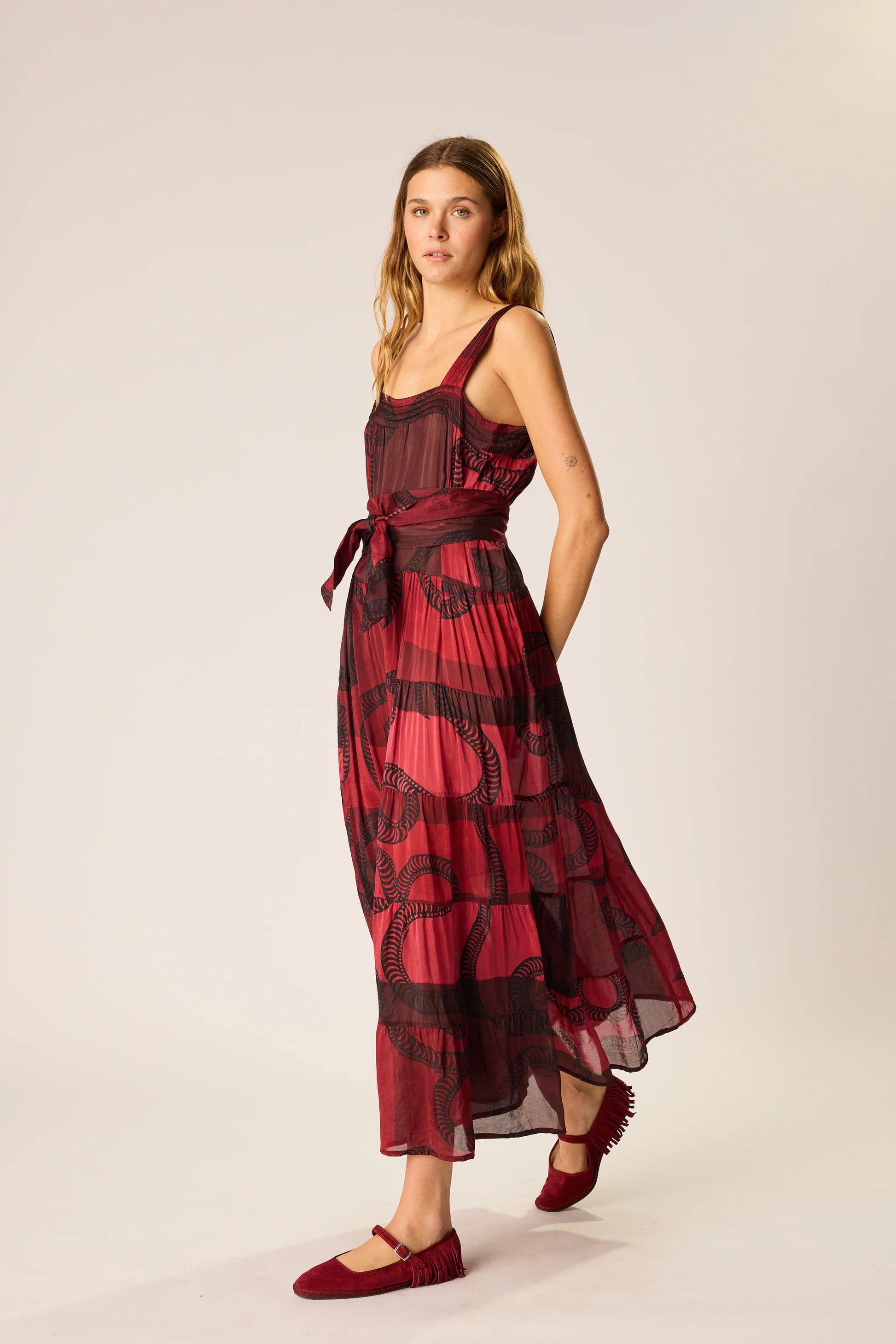 Natalie Martin Jasmine Dress - Ament Snake Oxblood
