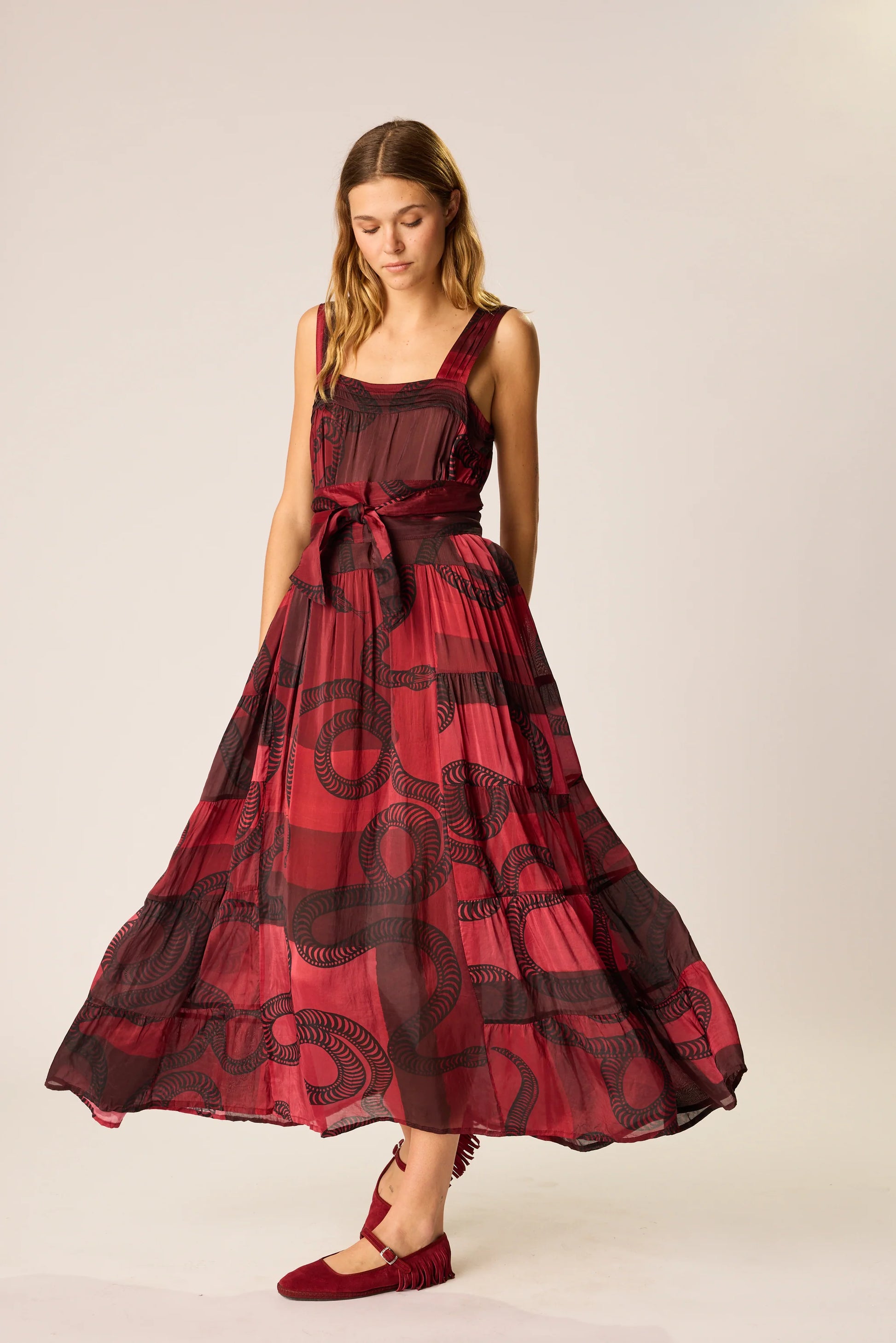 Natalie Martin Jasmine Dress - Ament Snake Oxblood