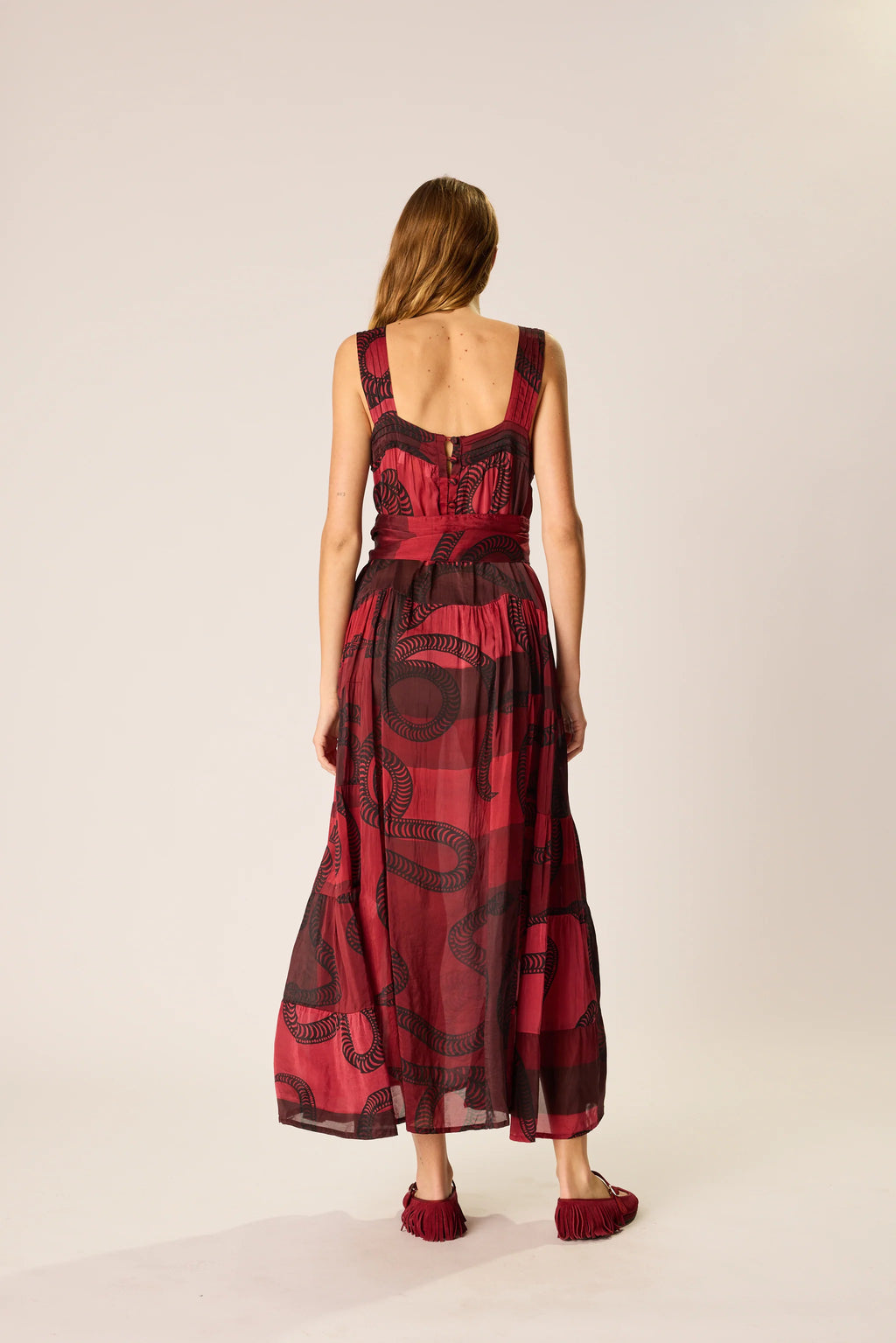 Natalie Martin Jasmine Dress - Ament Snake Oxblood