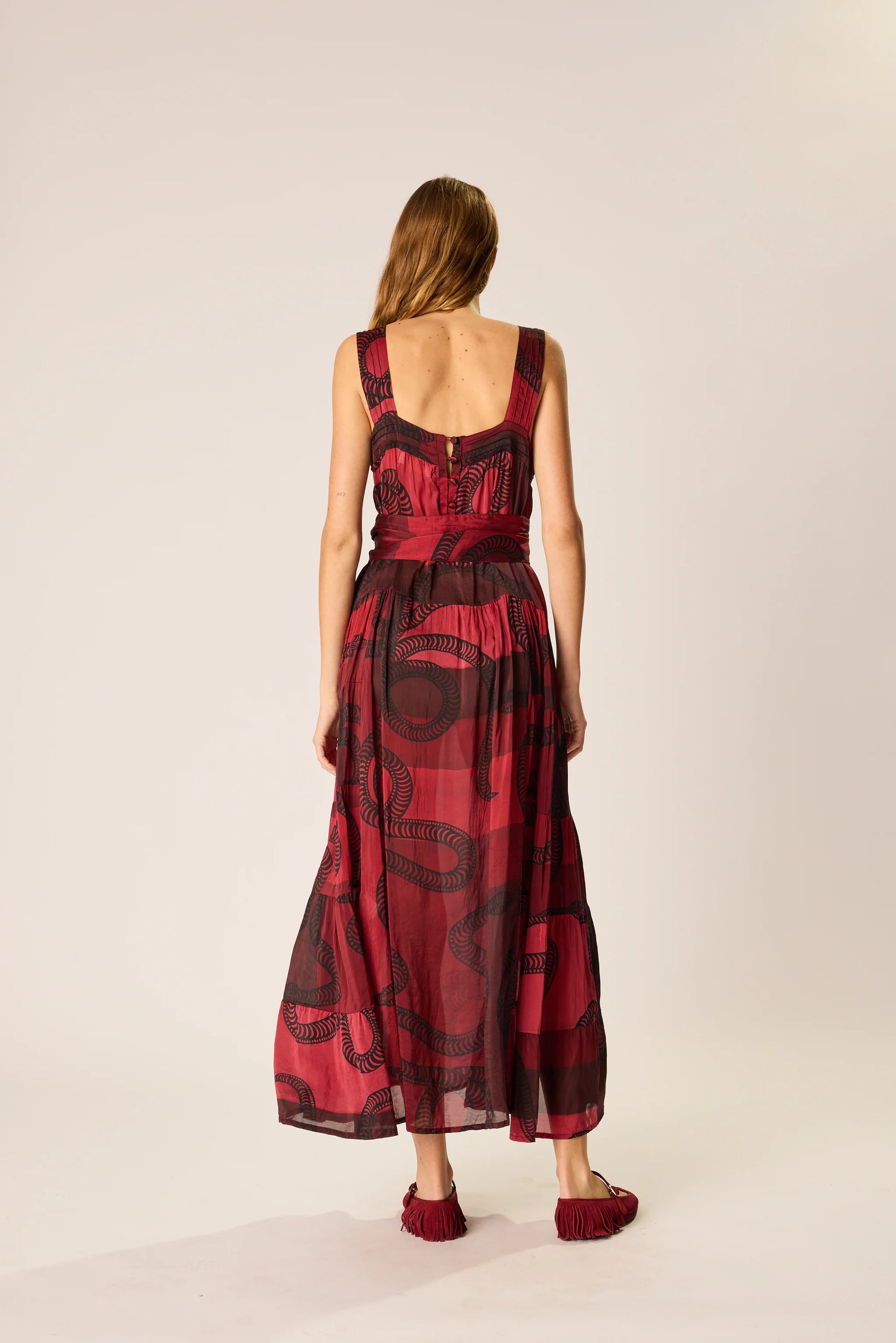 Natalie Martin Jasmine Dress - Ament Snake Oxblood