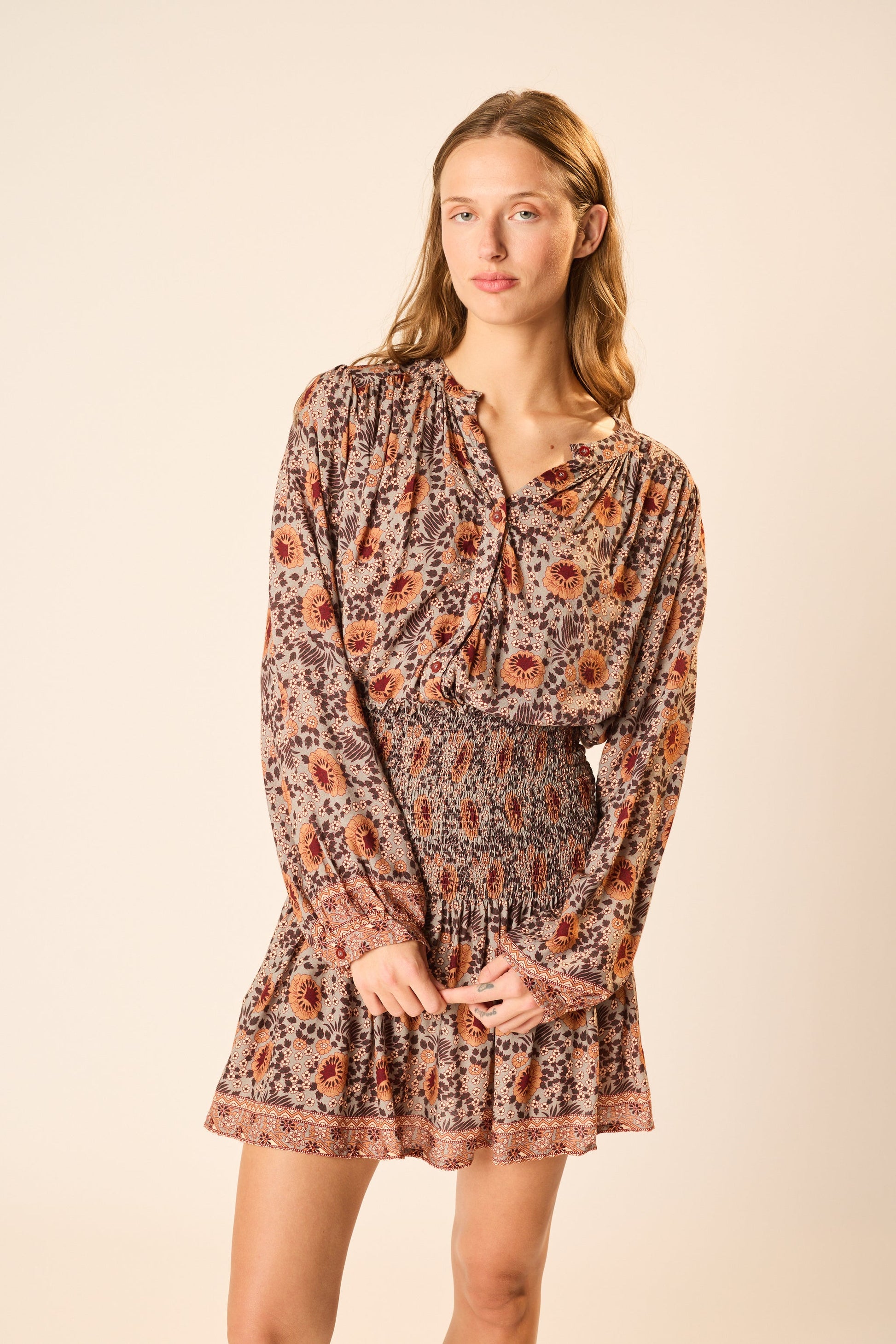 Natalie Martin Tolan Shirt - Vintage Flowers Slate