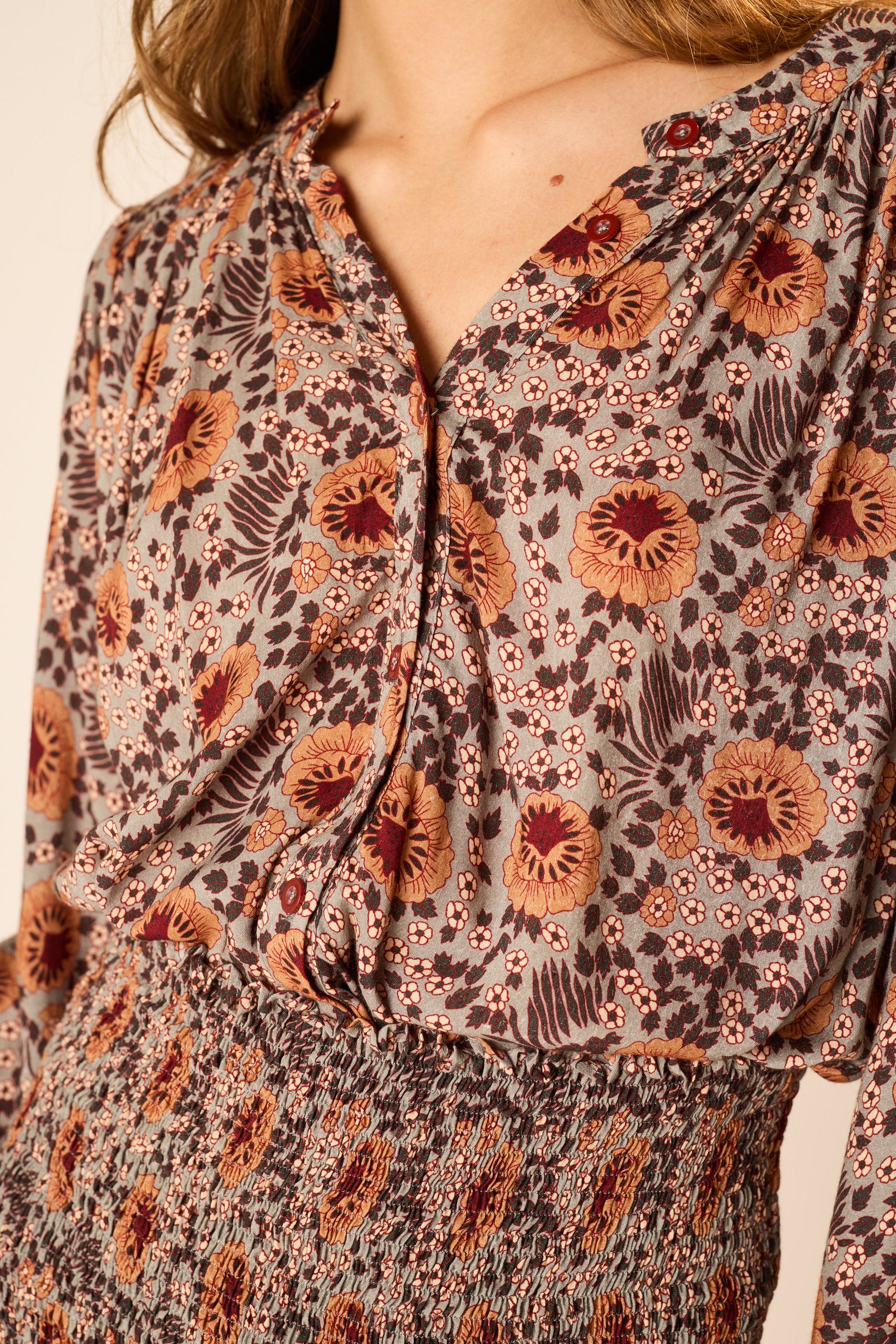 Natalie Martin Tolan Shirt - Vintage Flowers Slate