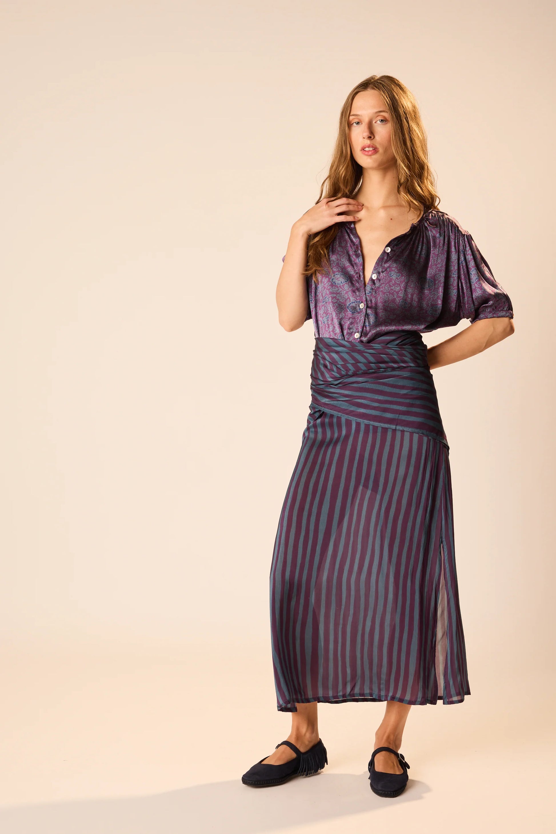 Natalie Martin Violet Top - Heritage Floral Amethyst