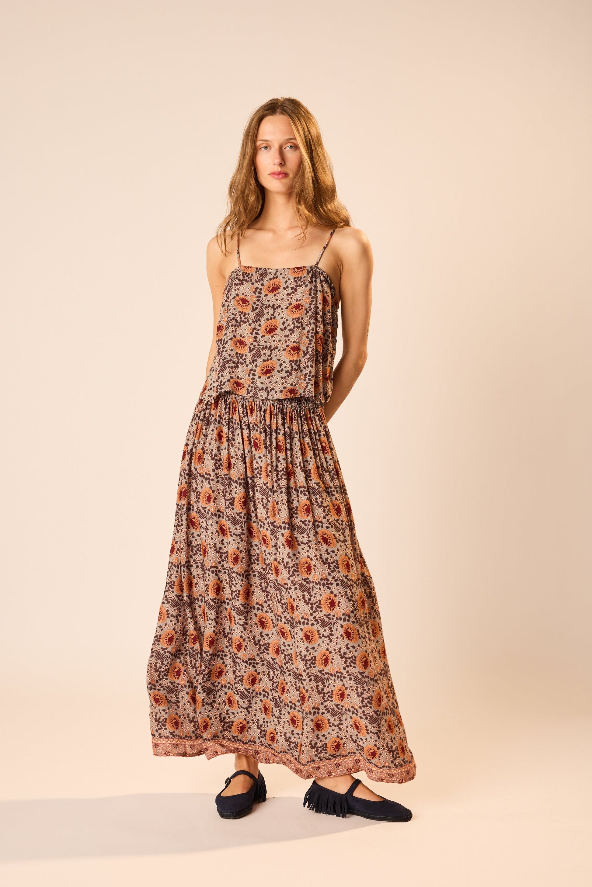 Natalie Martin Bella Skirt - Vintage Flowers Slate