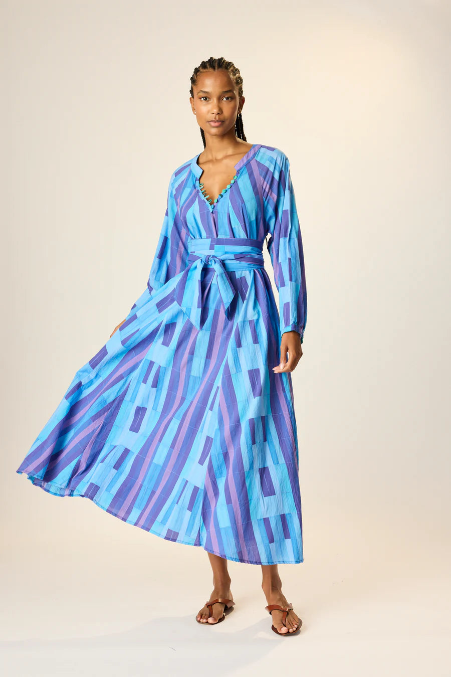 Natalie Martin Fiore Maxi  - Sea Glass Cotton Blue