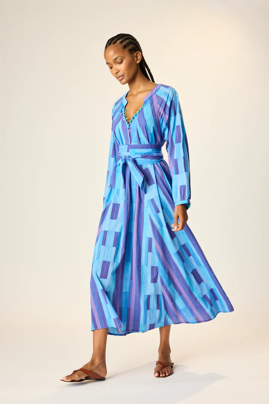 Natalie Martin Fiore Maxi  - Sea Glass Cotton Blue