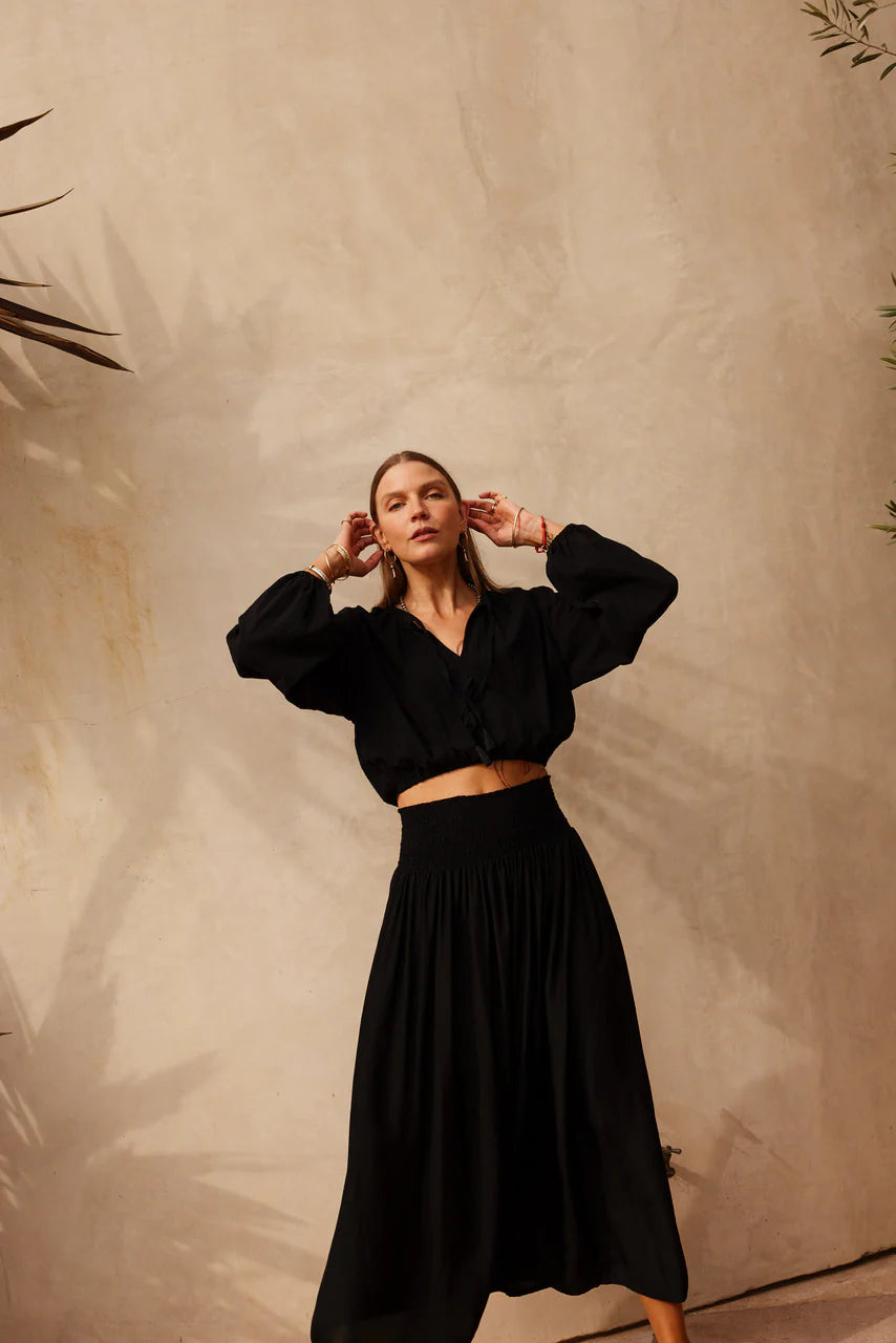 Natalie Martin Bella Skirt - Black Silk