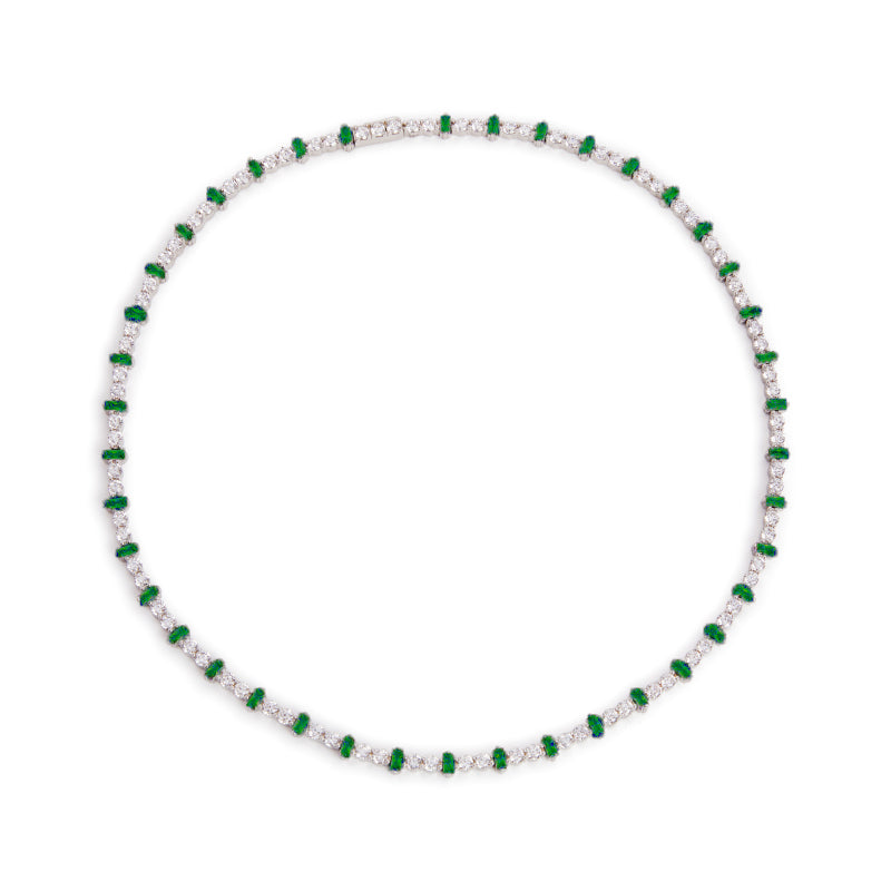 Nickho Rey Mila Necklace - Clear/Green/Silver