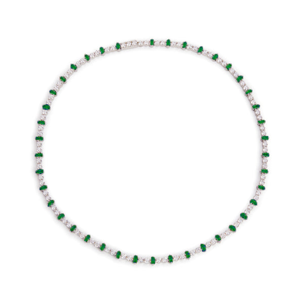 Nickho Rey Mila Necklace - Clear/Green/Silver