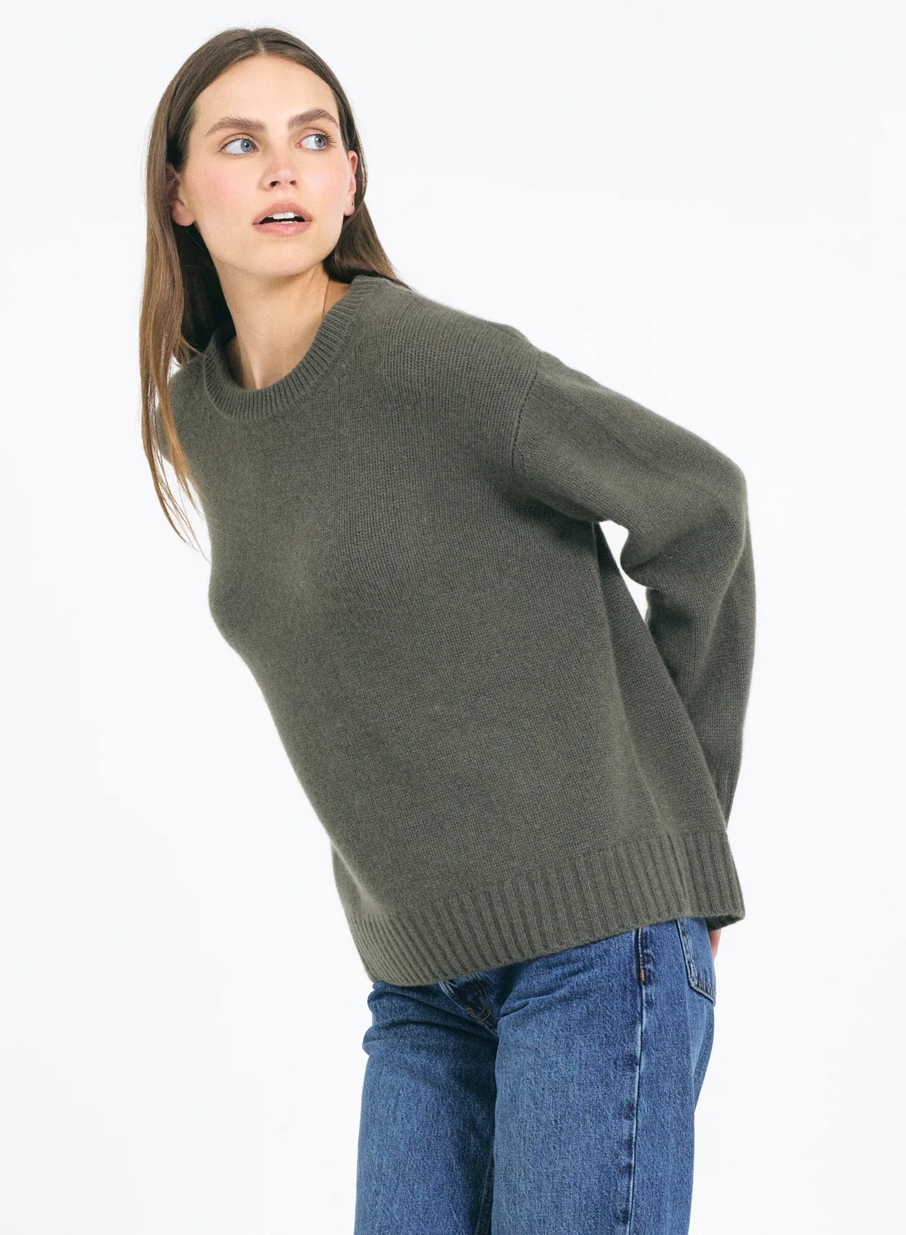 One Grey Day Aster Cashmere Pullover - Fir