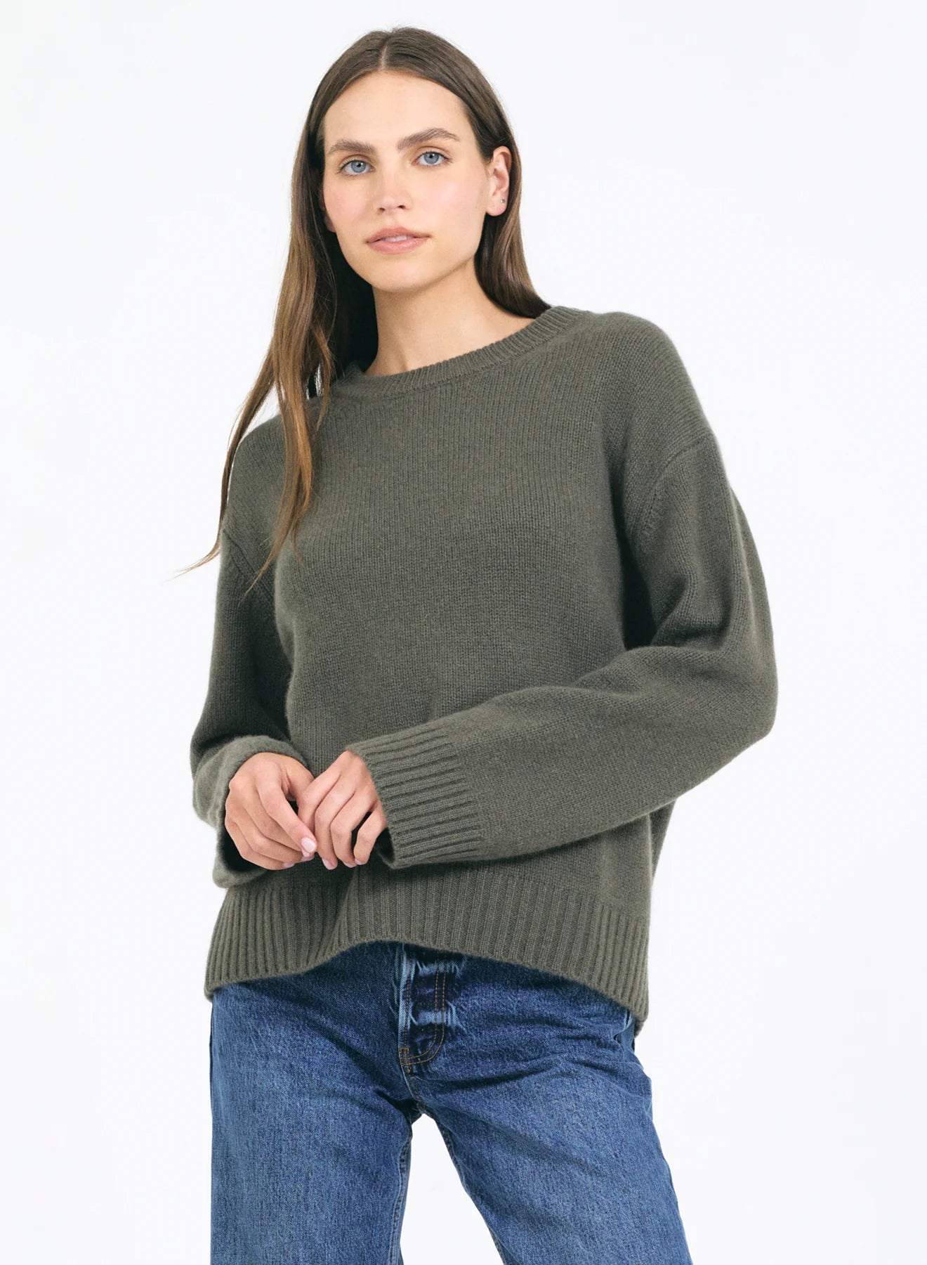 One Grey Day Aster Cashmere Pullover - Fir