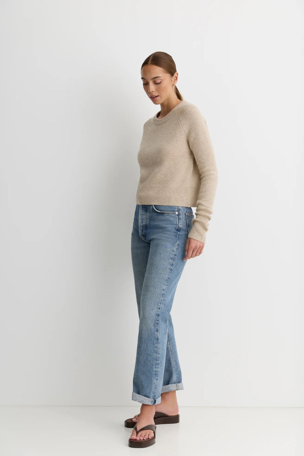 One Grey Day Blakely Cashmere Crewneck - Oat