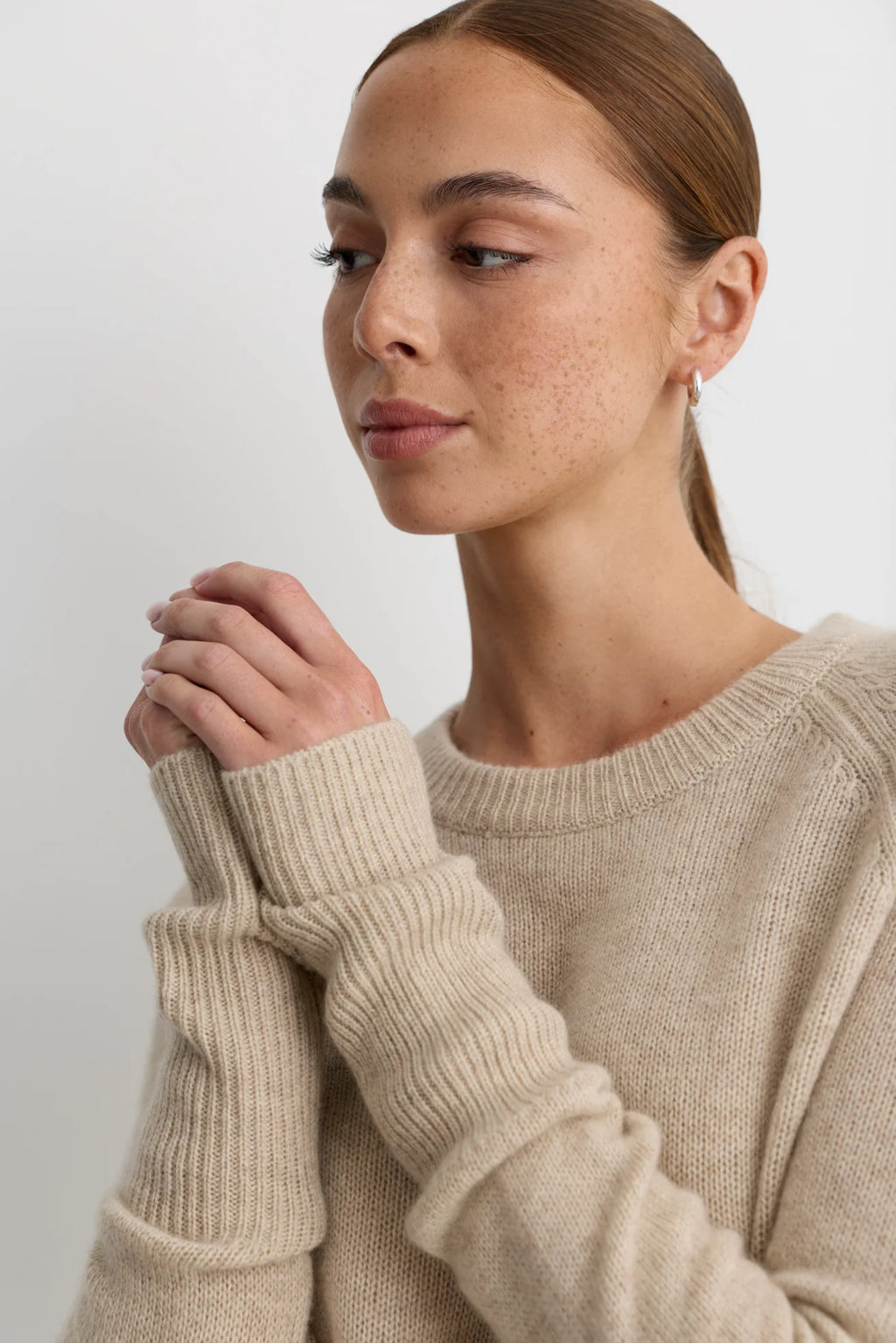One Grey Day Blakely Cashmere Crewneck - Oat