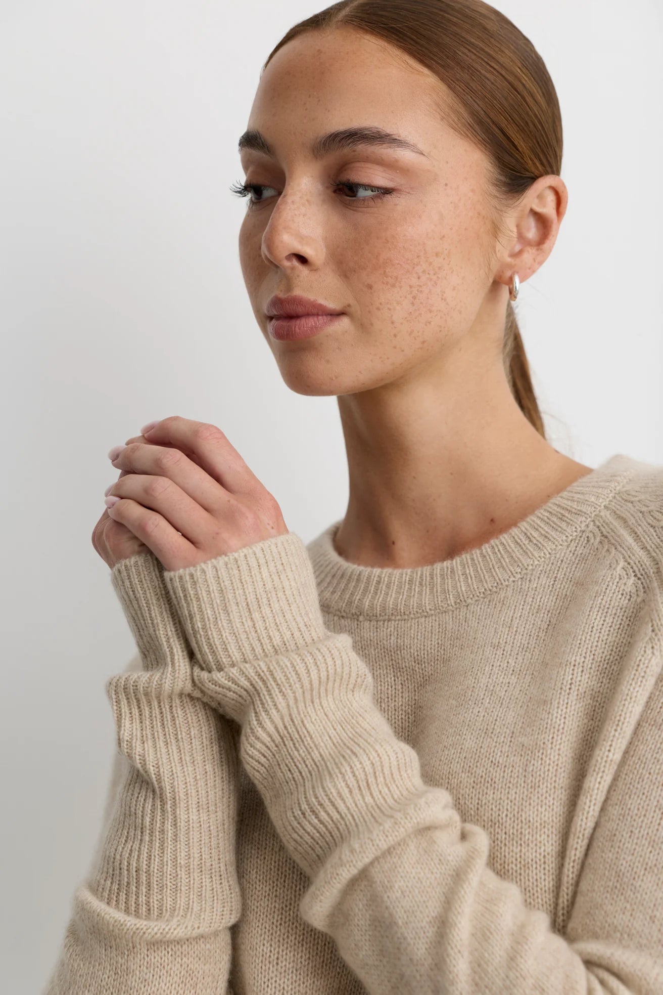One Grey Day Blakely Cashmere Crewneck - Oat