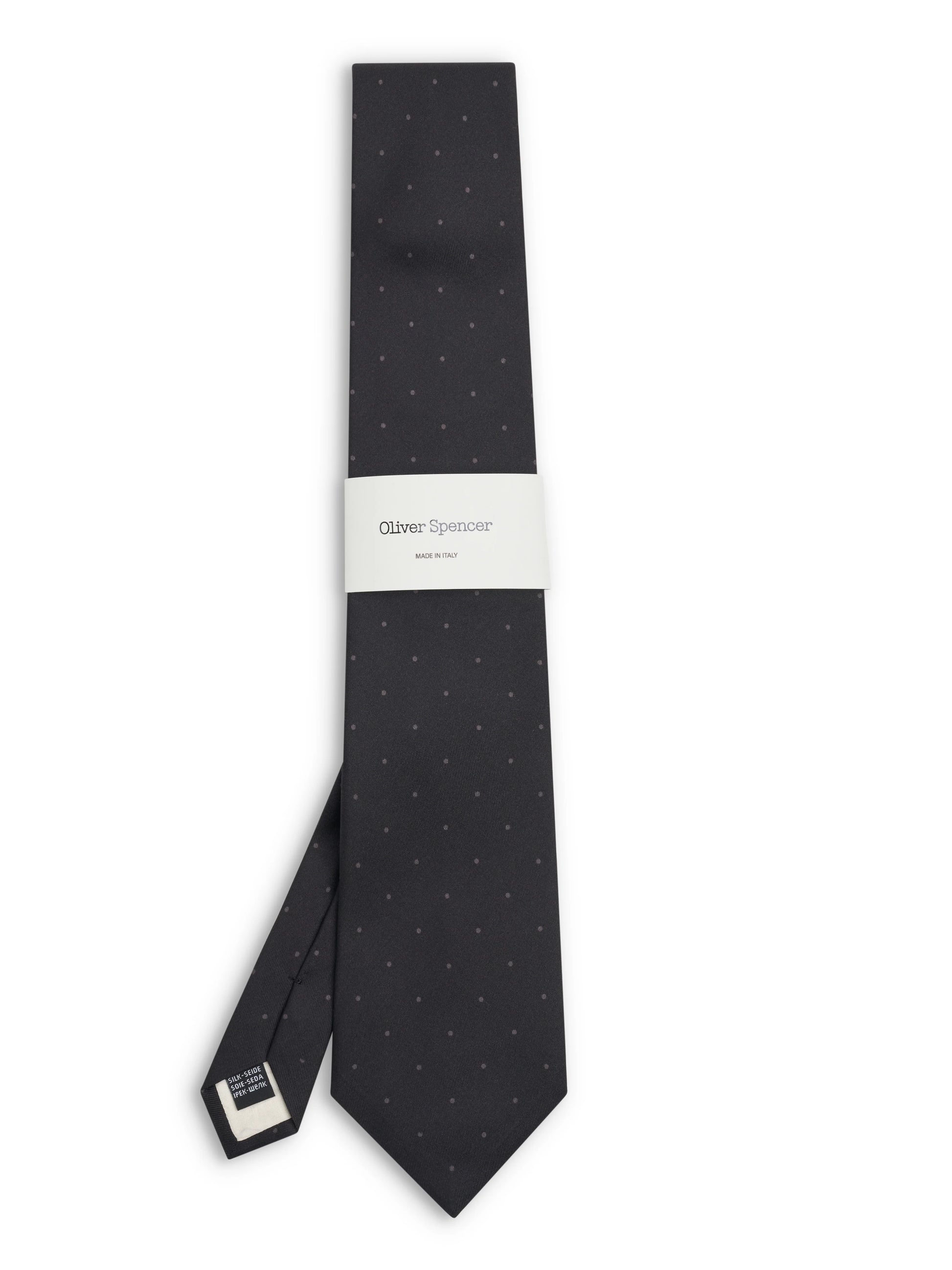 Oliver Spencer Tie Spot Charcoal