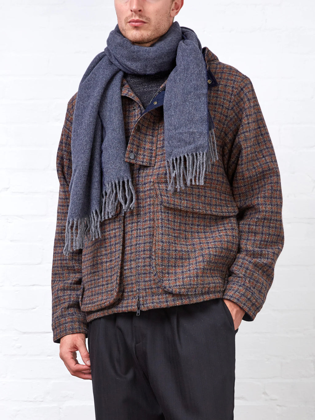 Oliver Spencer Isaac Scarf Brentor Navy