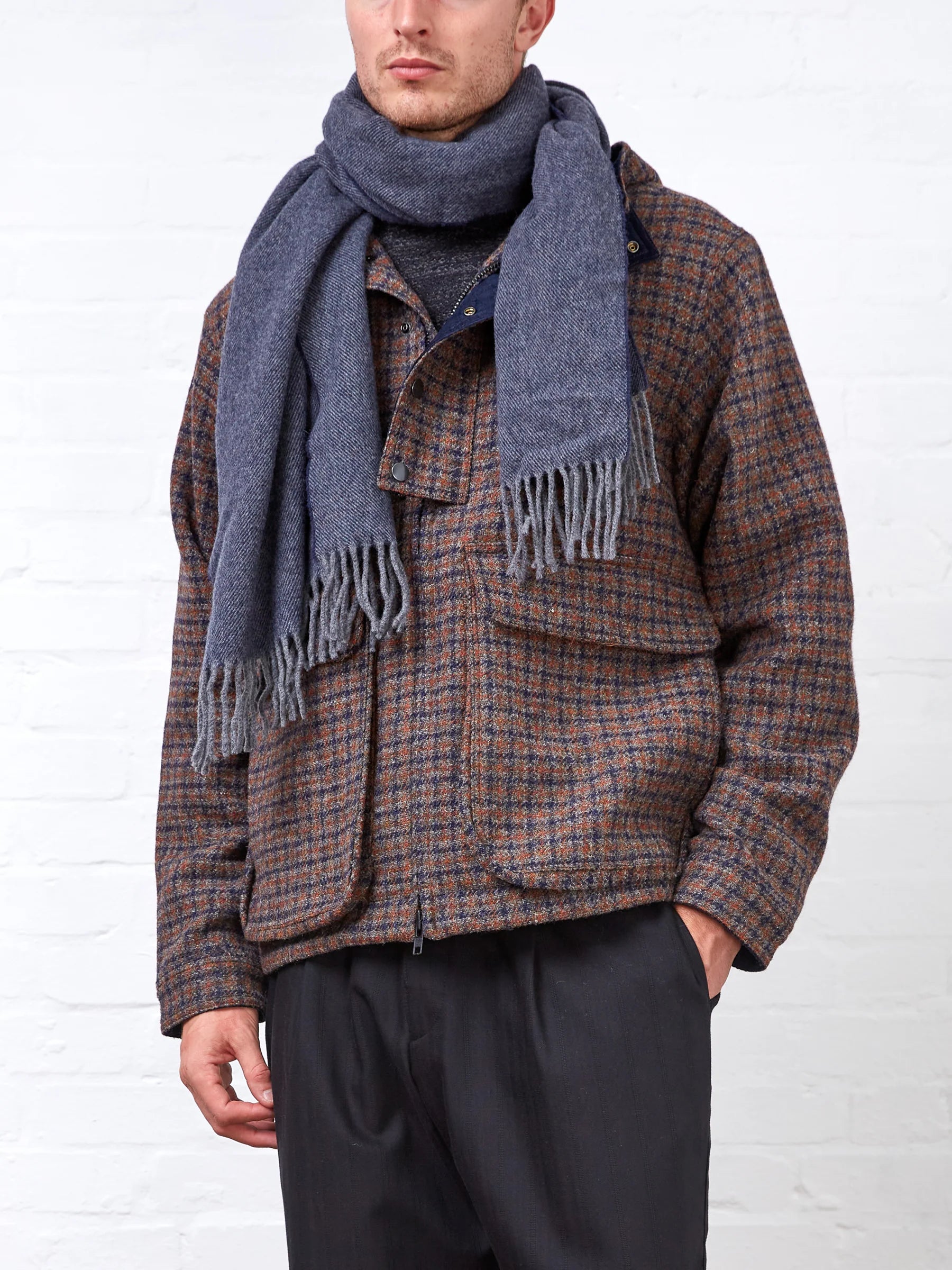 Oliver Spencer Isaac Scarf Brentor Navy