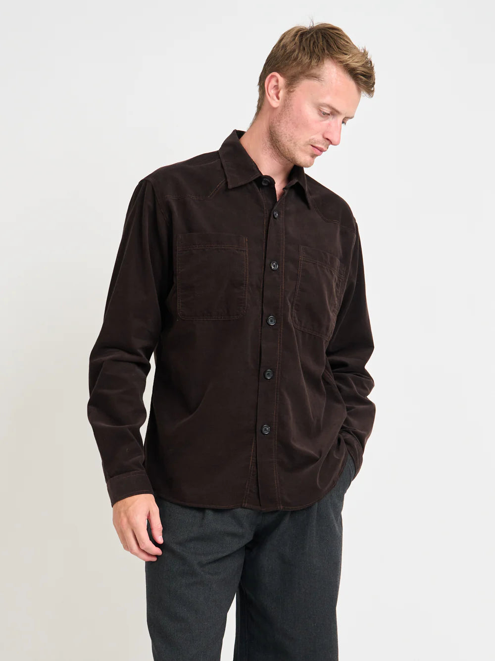 Oliver Spencer Quito Shirt Mersey Cord Brown