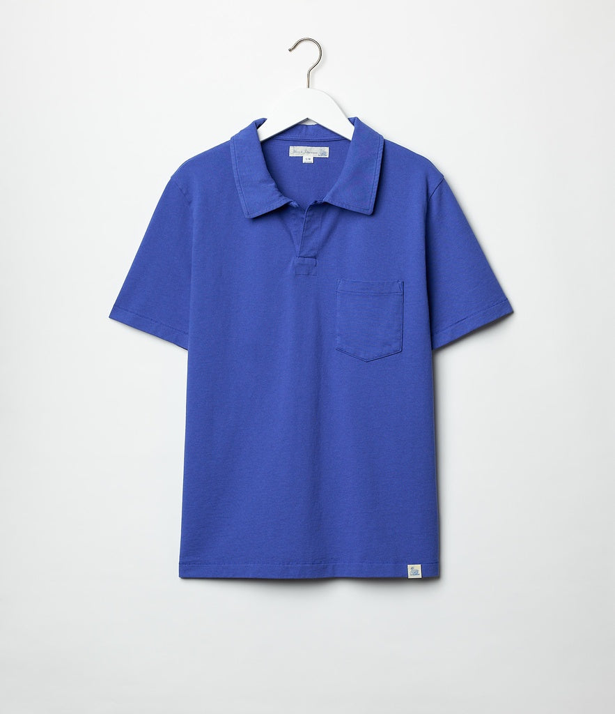 Merz b. Schwanen Organic Cotton Polo Shirt - Vintage Blue
