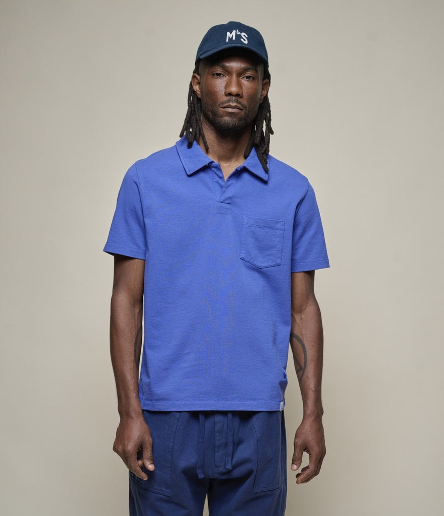 Merz b. Schwanen Organic Cotton Polo Shirt - Vintage Blue