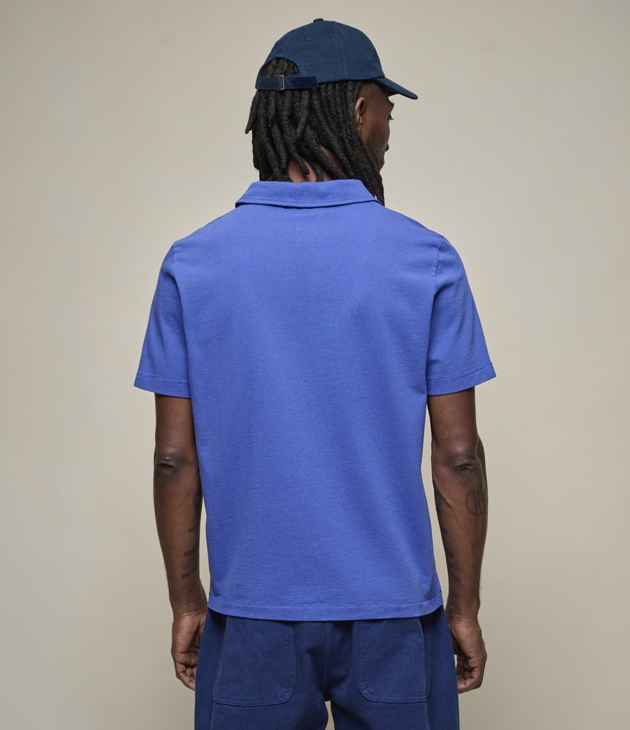 Merz b. Schwanen Organic Cotton Polo Shirt - Vintage Blue