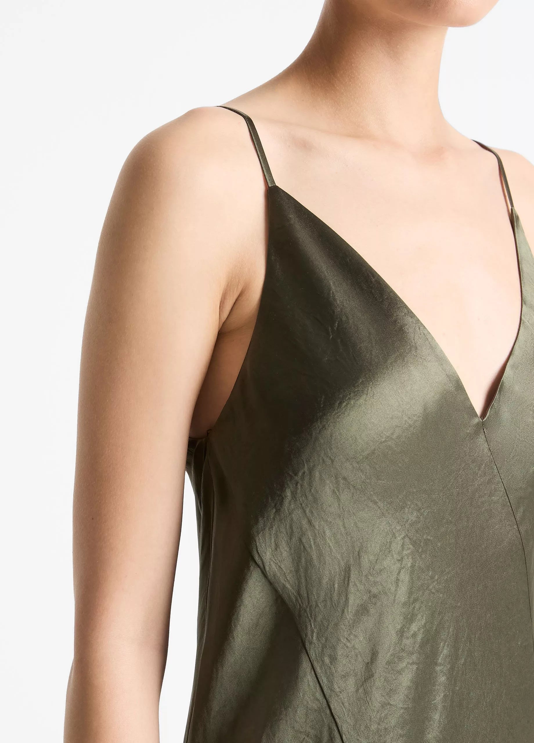 Vince Paneled Satin Bias Slip Dress - Herba