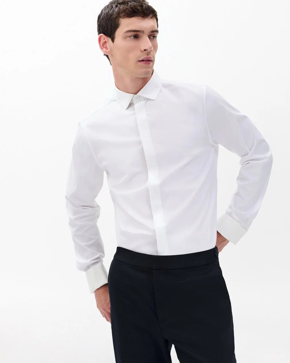 Rag & Bone Patrick Poplin Tuxedo Shirt - White