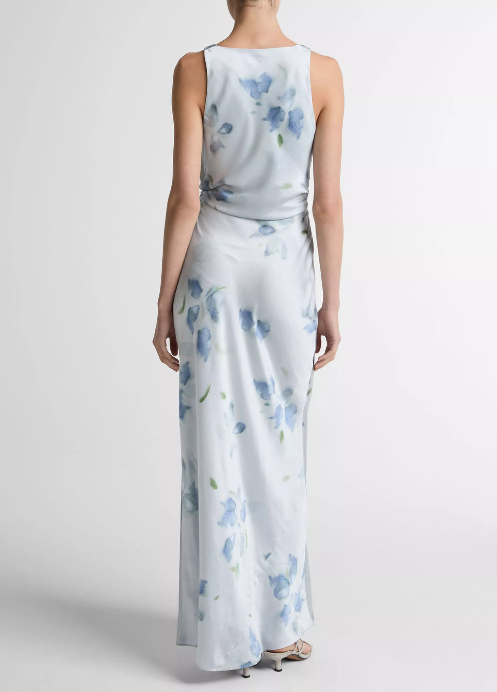 Vince Petal Blur Satin Twist-Shoulder Dress