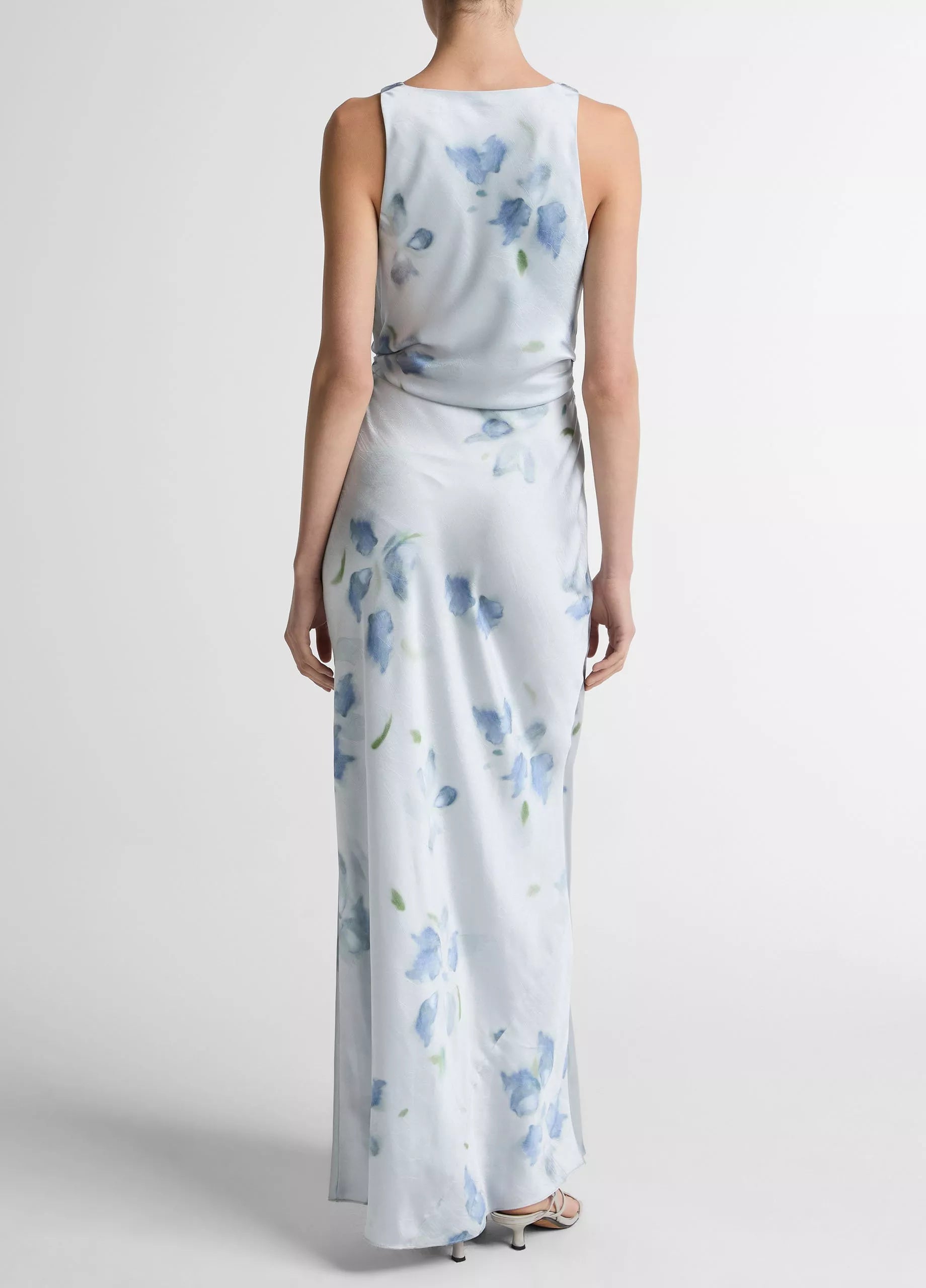 Vince Petal Blur Satin Twist-Shoulder Dress