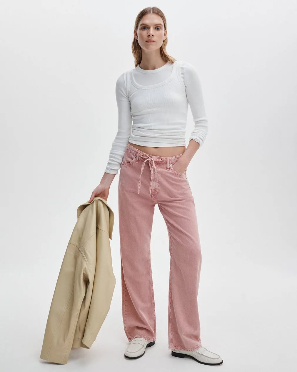 Rag & Bone Phoebe Drawstring Wide-Leg Jeans - Raspberry