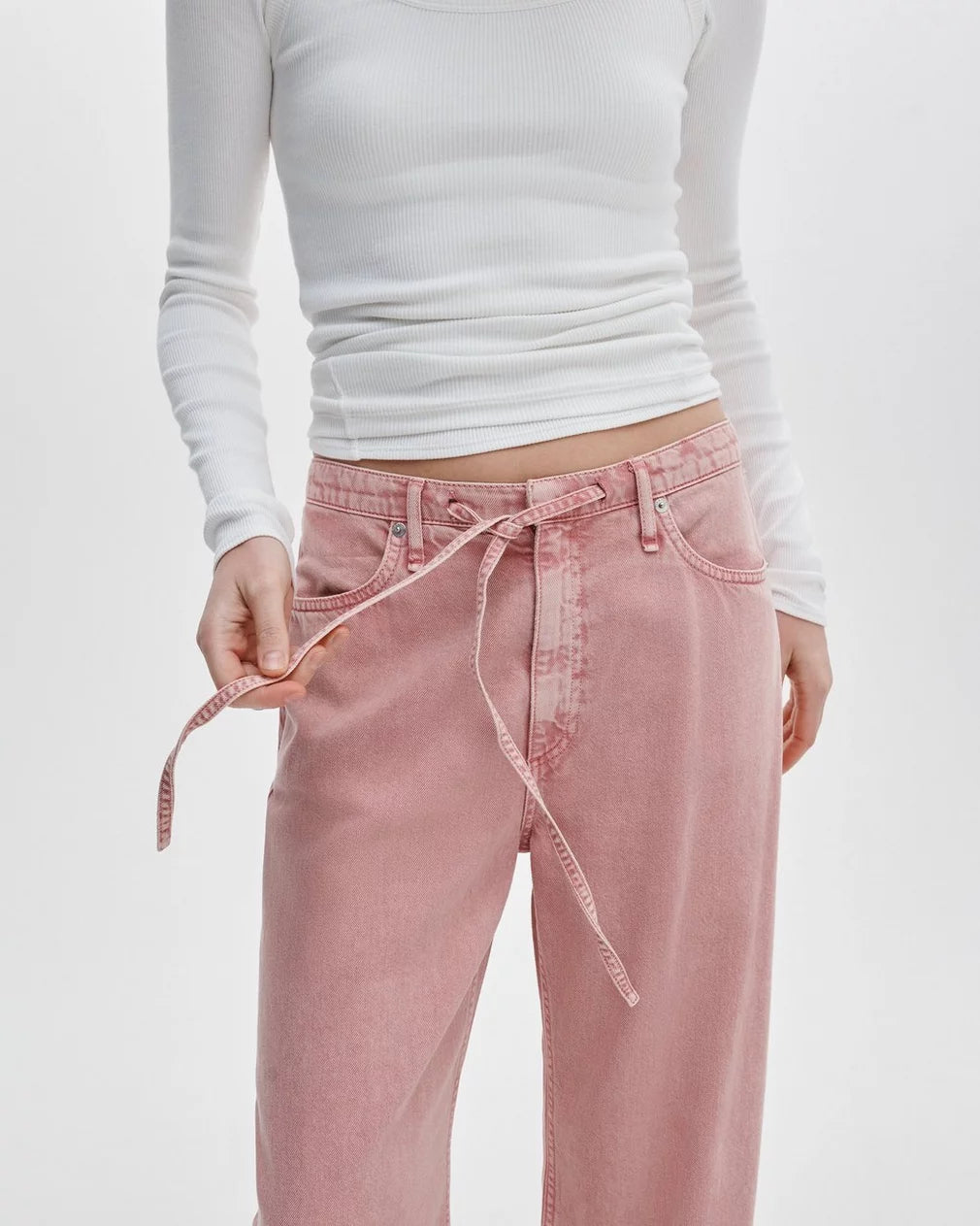 Rag & Bone Phoebe Drawstring Wide-Leg Jeans - Raspberry